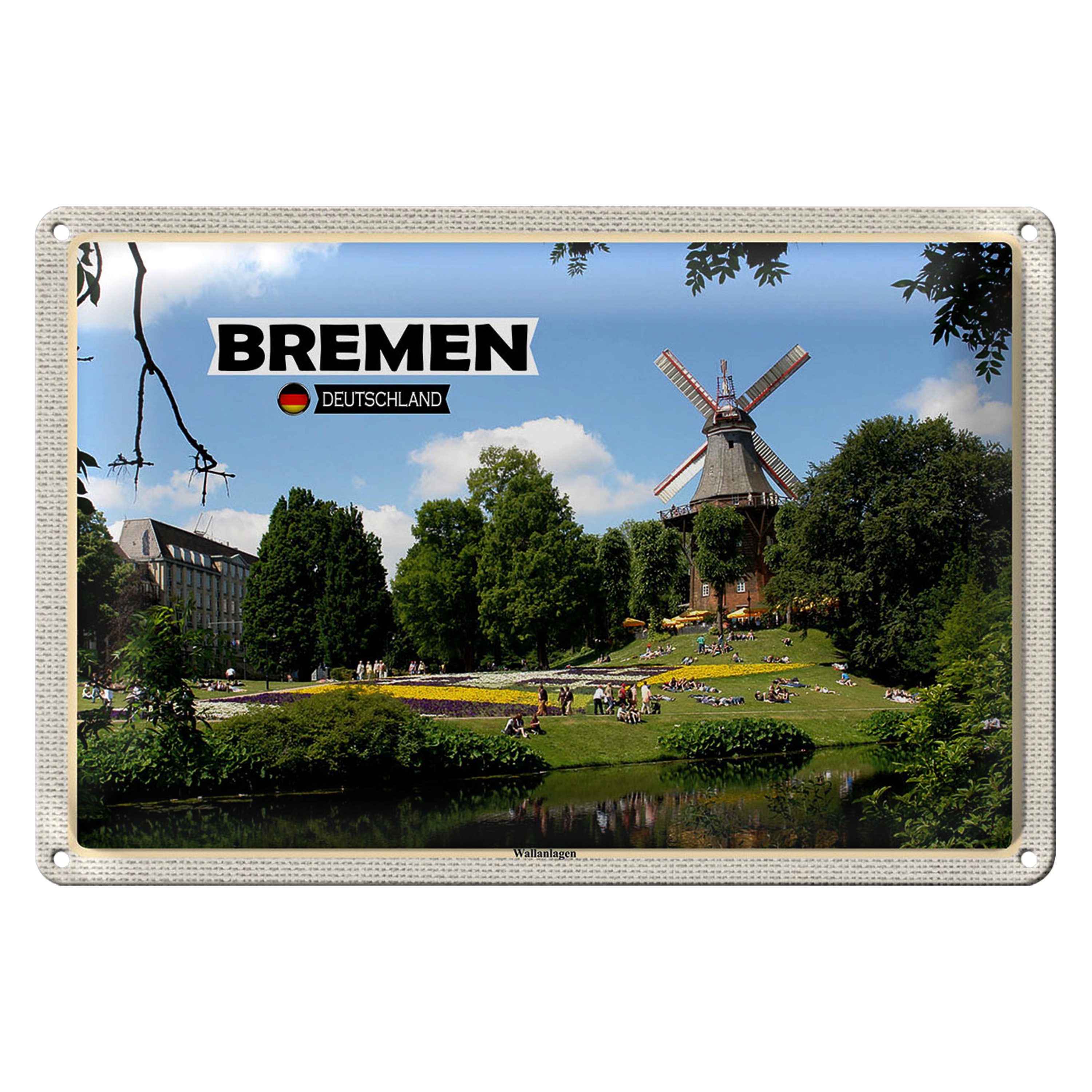 Roomando Metallschild Blechschild Städte Bremen Deutschland Überseestadt 30x20cm