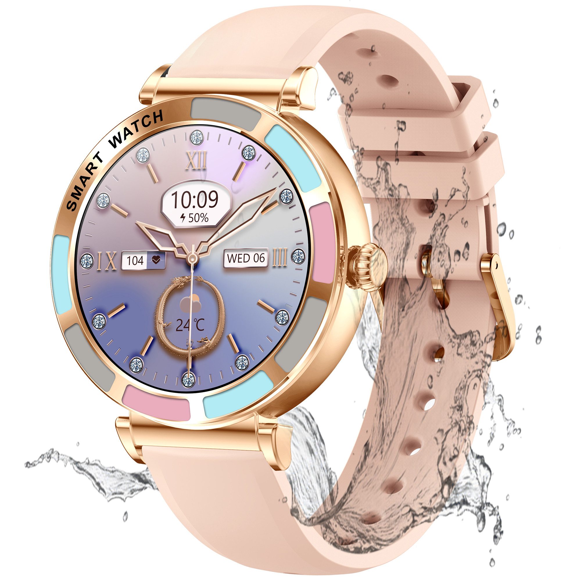 walkbee Smartwatch, Fitness Tracker Uhr für Damen Herren mit Anruffunktion Smartwatch (4.0 cm/1,27''-Voll-Touch-Farbdisplay Zoll) Fitness Tracker Armbanduhr mit Blutsauerstoff,Blutdruck,Herzfrequenz,Frauengesundheit, Schrittzähler, Atemtraining, Musiksteuerung und Fernfotografie usw., IP67 wasserdicht,100+ Sportmodi, verfügbar für Android 5.0+ / iOS 9.0+