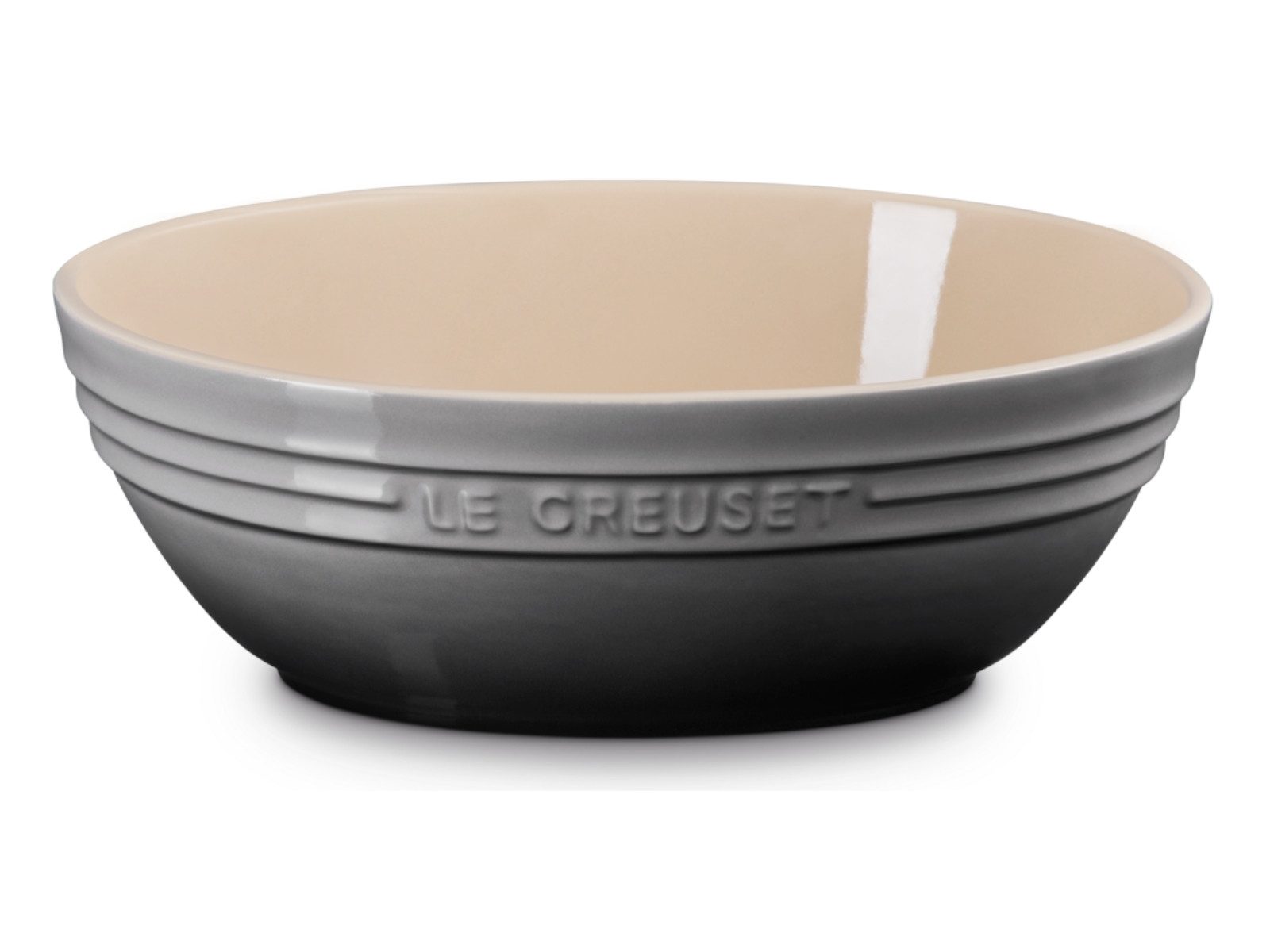 LE CREUSET Servierschale Servierschale rund flint 3,2l, Steinzeug, (Servierschalen)