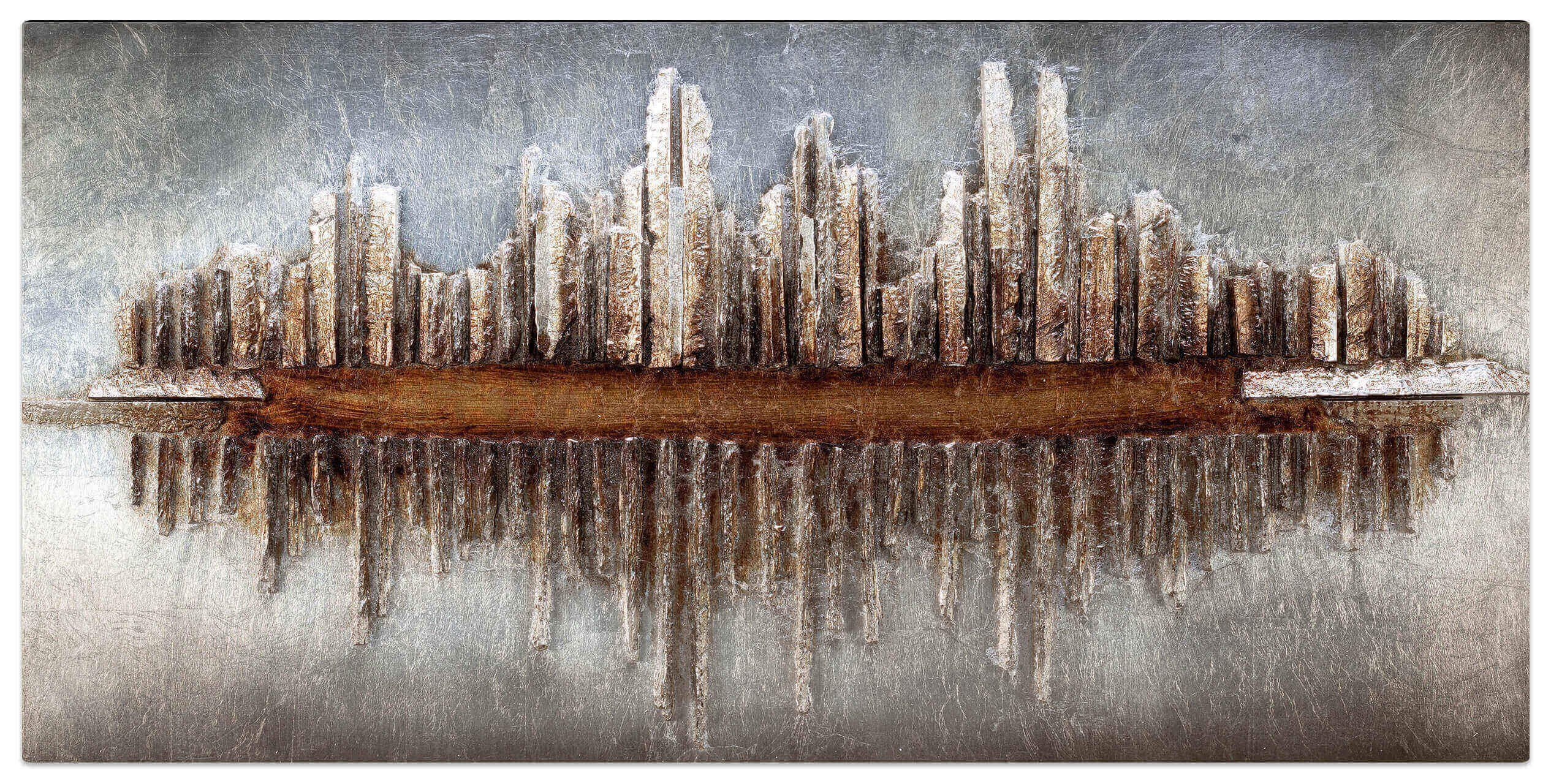 KUNSTLOFT Holzbild Skycraper cm, aus Wandbild 120x60 Holz handgefertiges Silhouette