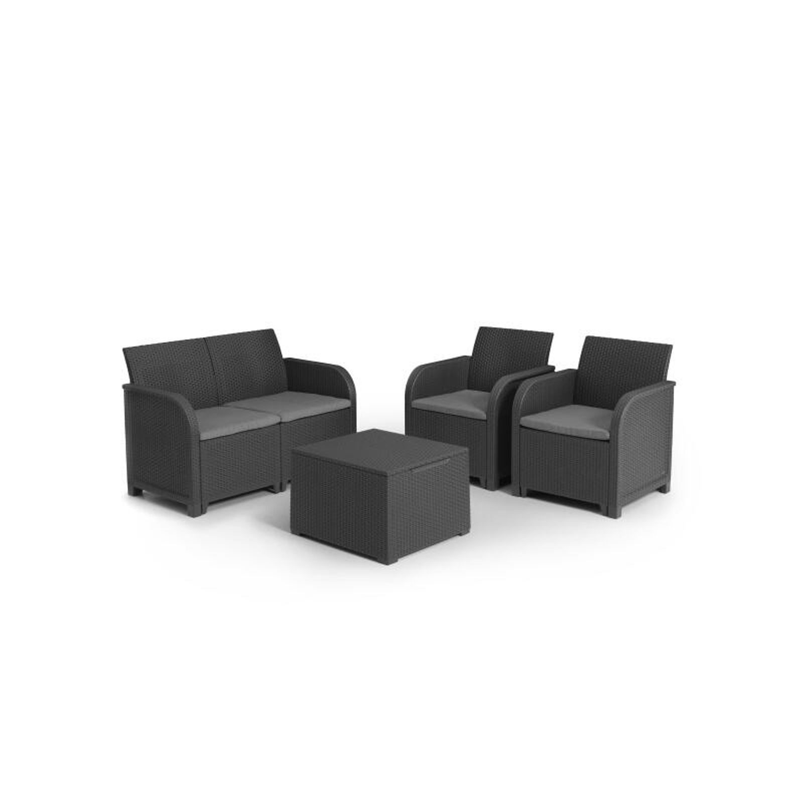 Keter Sitzgruppe Keter Rosalie Lounge Outdoor-Set mit Kissen  Sessel 65 x 63 x 74 cm