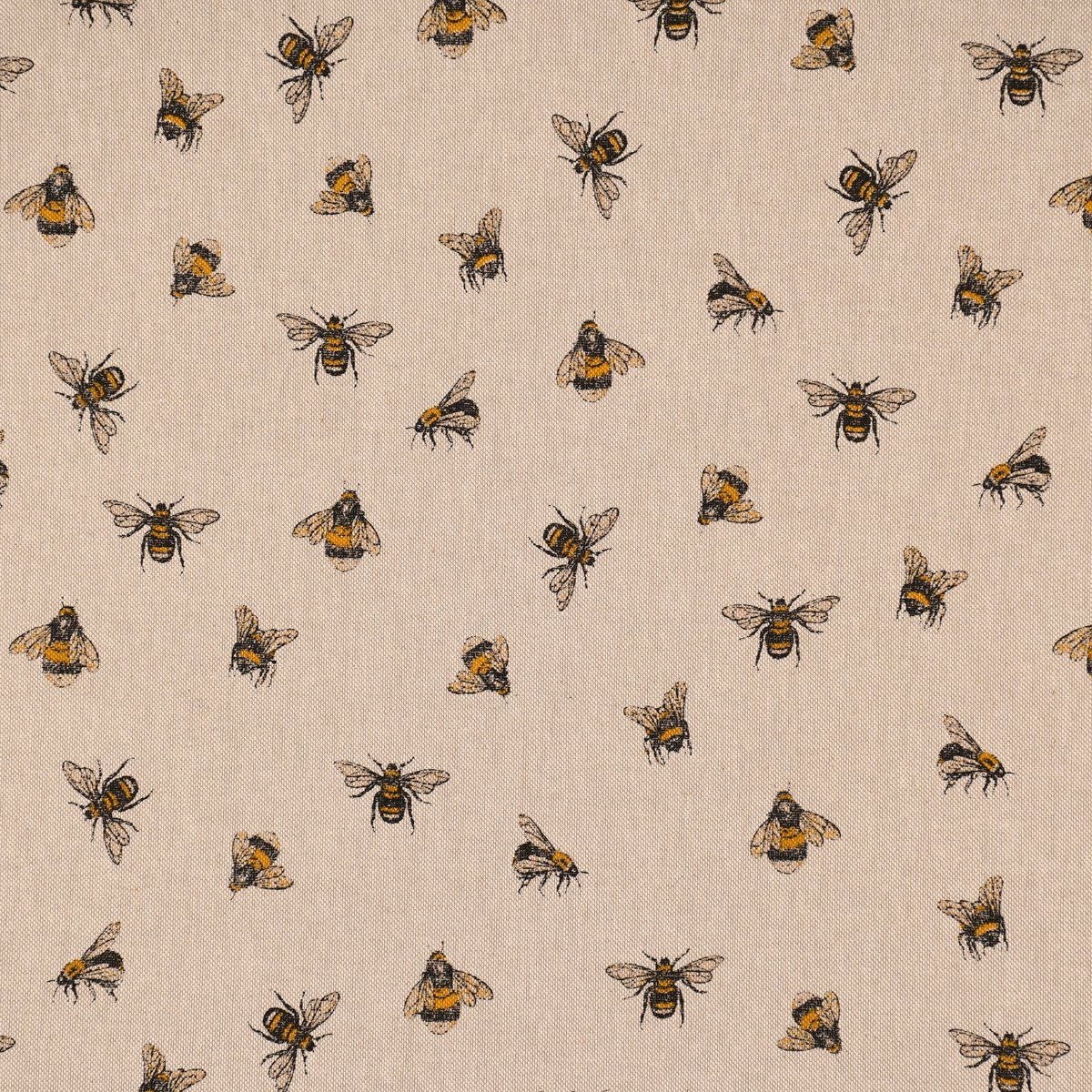 SCHÖNER LEBEN. Stoff Dekostoff Meterware Halbpanama Leinenlook Bee Buzzing gelb 140cm, pflegeleicht