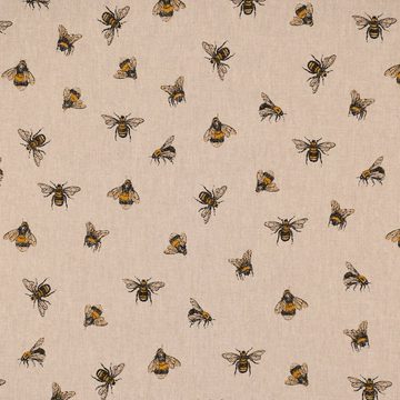 Vorhang SCHÖNER LEBEN. Vorhang Bee Buzzing Bienen Hummeln natur gelb 245cm, SCHÖNER LEBEN., Smokband (1 St), blickdicht, Kunstfaser, handmade, made in Germany, vorgewaschen
