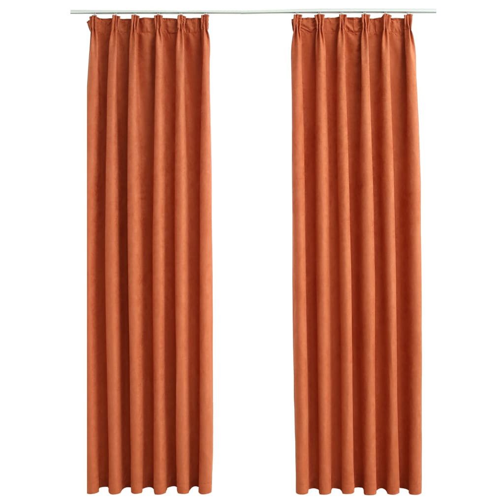 vidaXL Verdunkelungsvorhang, Verdunkelungsgardinen mit Haken 2 Stk. Rostbraun 140x225 cm