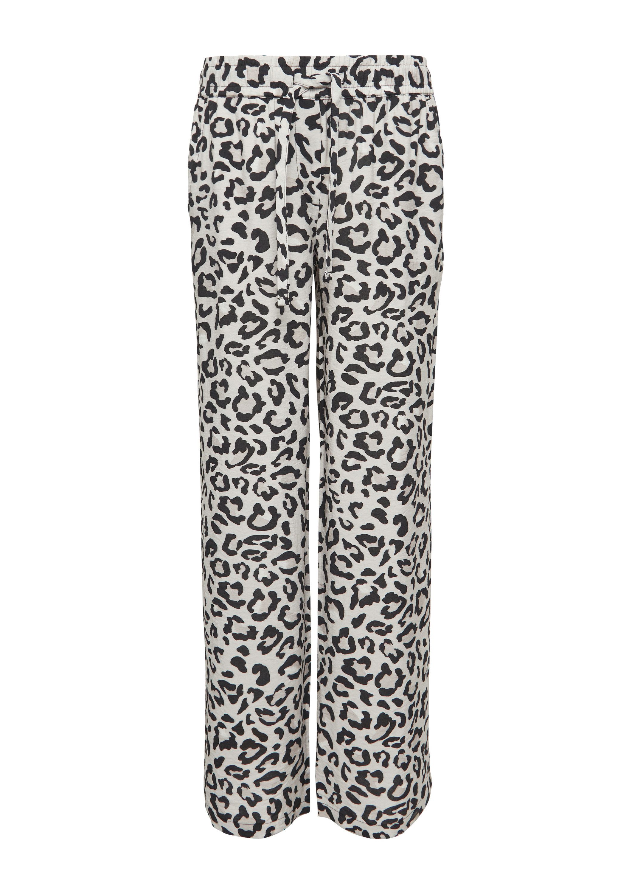 comma Chinos Hose Schlupfhose mit Bindedetail und Leo-Muster günstig online kaufen