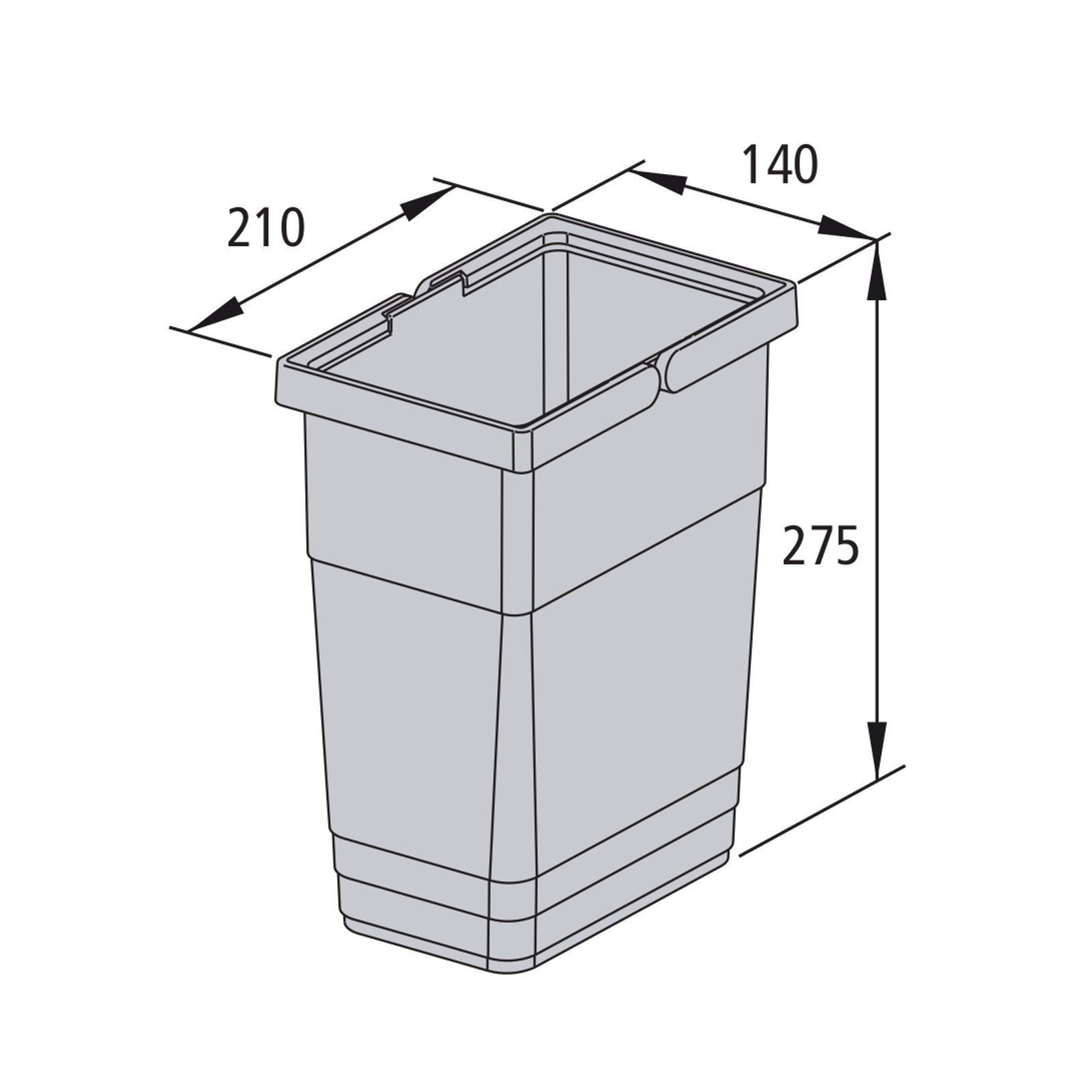 SO-TECH® Mülltrennsystem Ninka eins2vier Abfallsammler 6 Liter, 210 x 140 x 275 mm dunkelgrau 5135.11