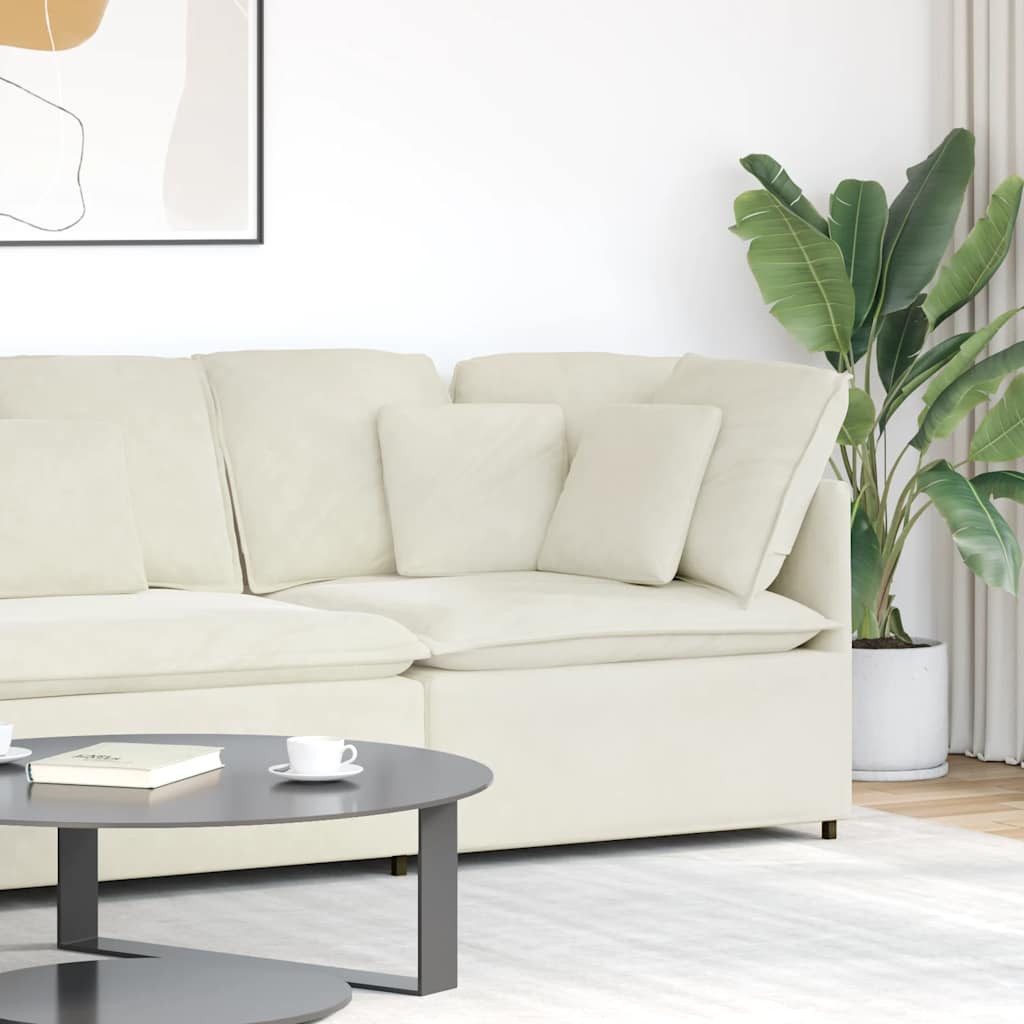 vidaXL Sofaelement Modulares Sofa Eckmodul mit Kissen Creme 100 cm