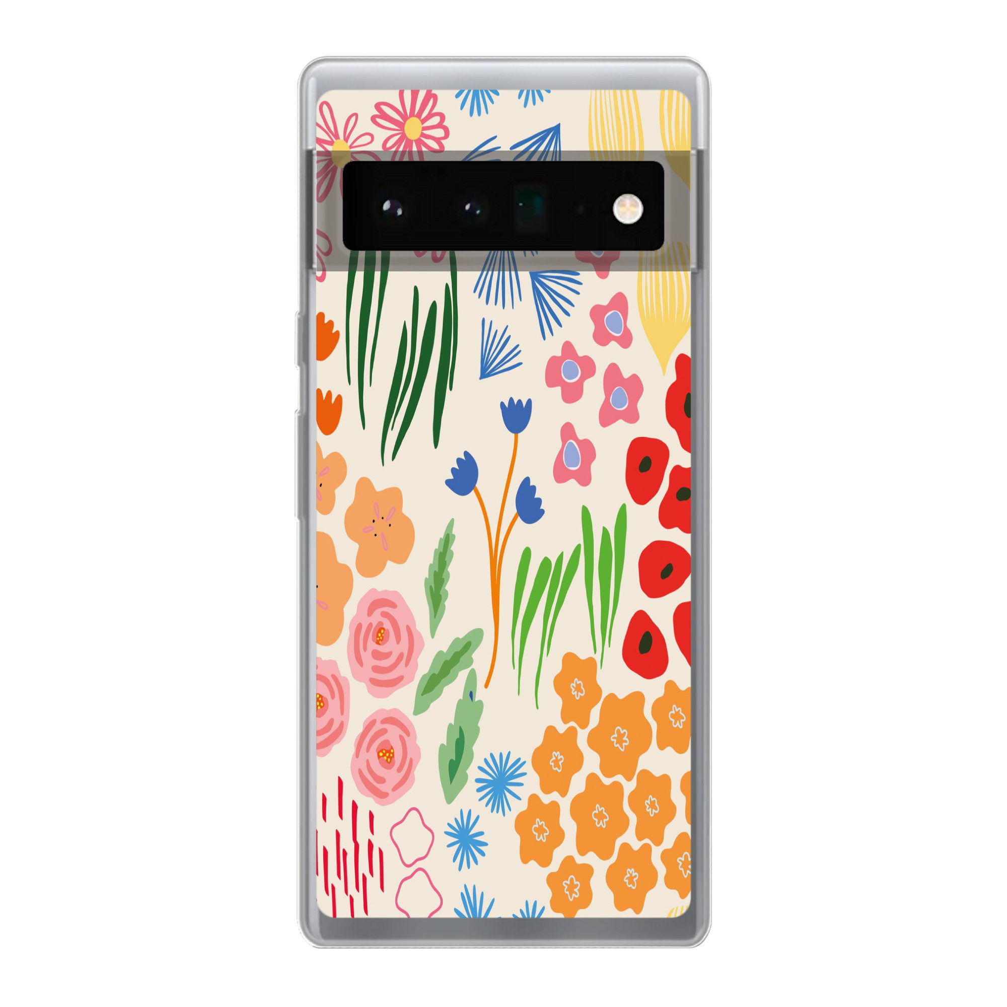 MuchoWow Handyhülle für Google Pixel 6 Pro Blumen - Muster - Feldblumen, Handy Case, Silikon, Bumper Case Dünn