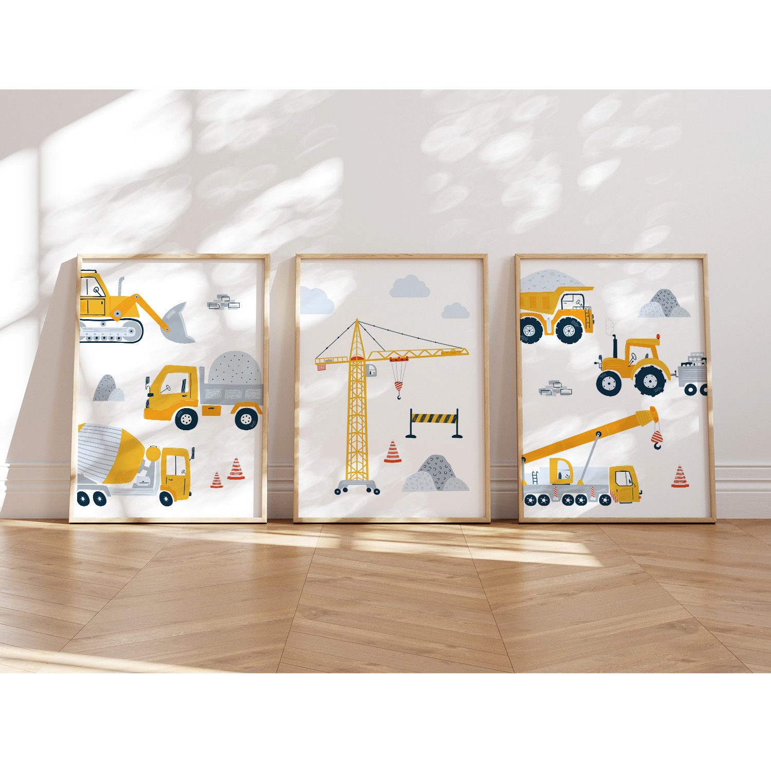 MeinBaby123® Poster Bagger, Bilder Kinderzimmer Deko, Baufahrzeuge, Kran, B günstig online kaufen