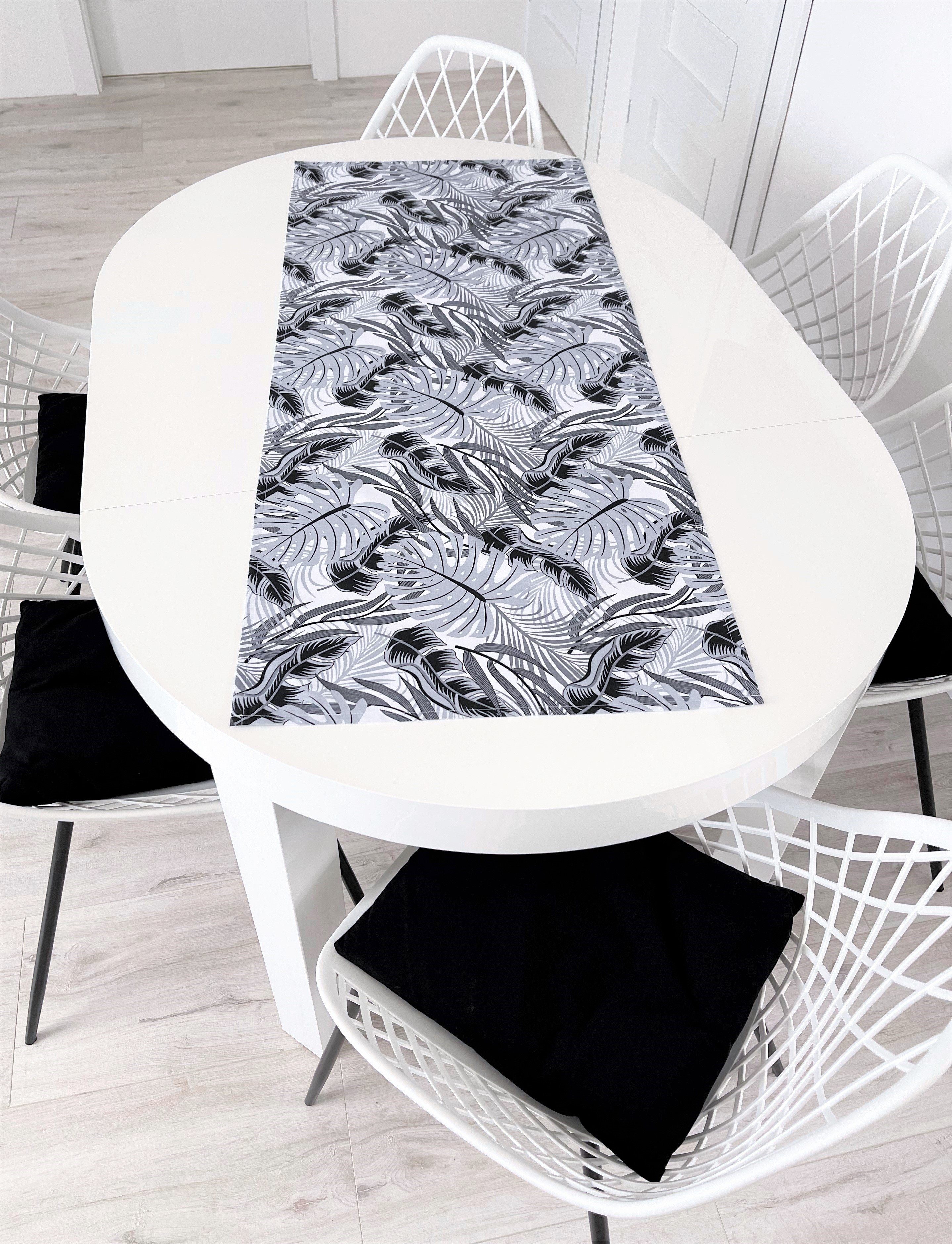 RoKo-Textilien Tisch Tischlaeufer Weiß, 18 Schwarz Farben: in 100% verfügbar, Baumwolle Grau, Tischläufer Tischläufer gedeckter Maßen Tischdecke