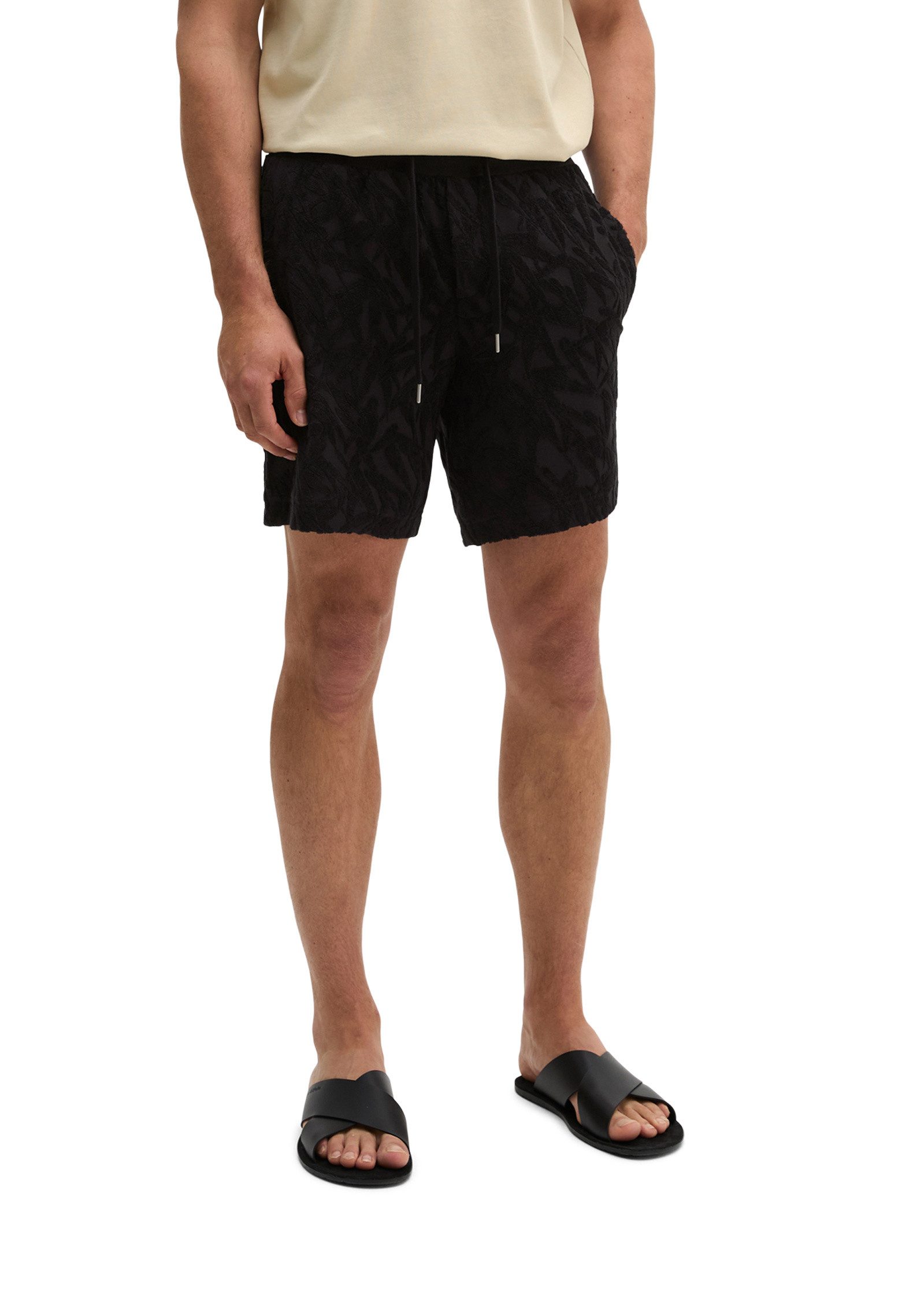 Marc O'Polo Shorts mit weichem Frottee-Blattmuster