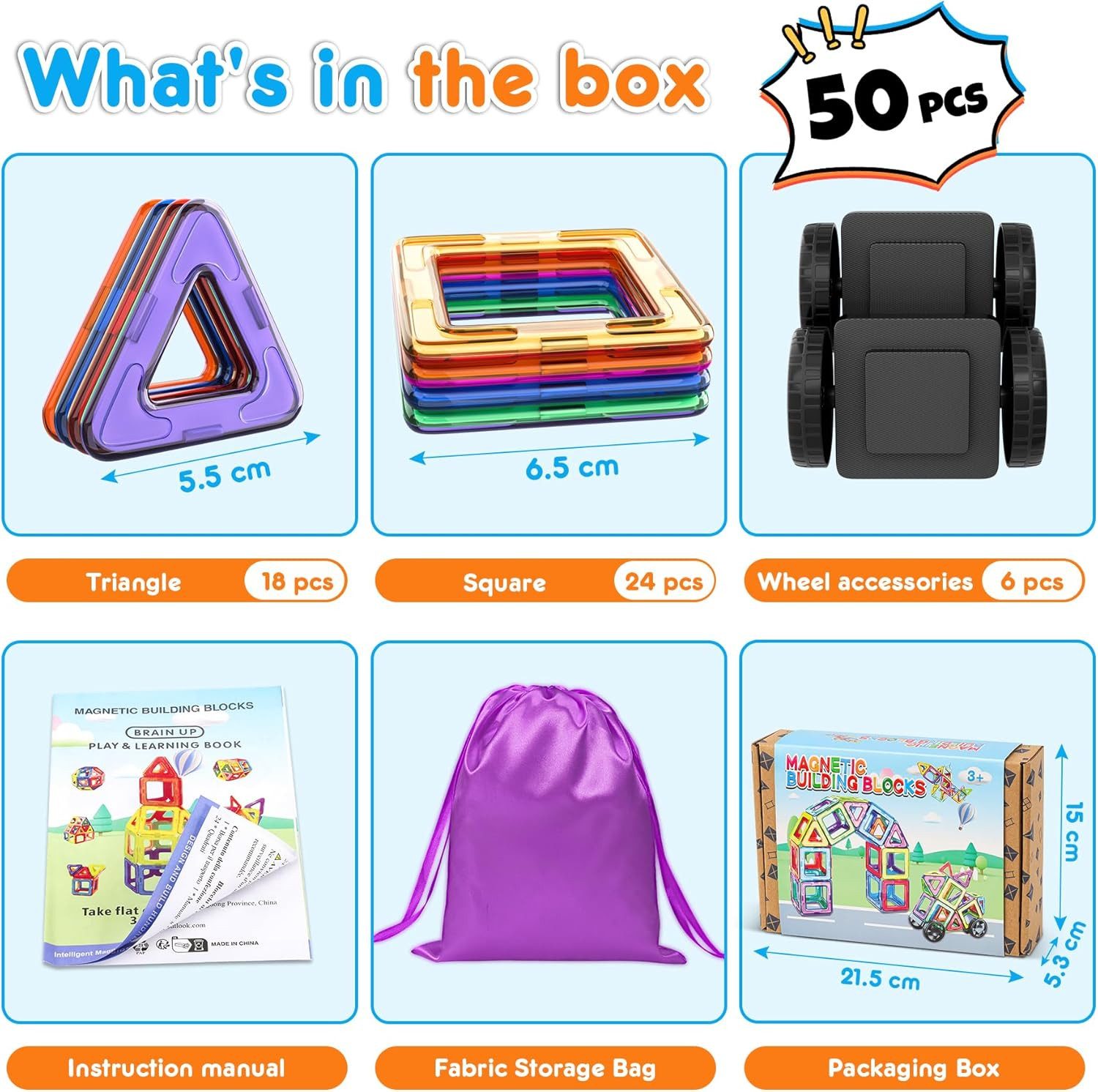 POPOLIC 50 Stück Magnetische Gebäude für Kinder ab 3 Jahren Magnetspielbaus günstig online kaufen