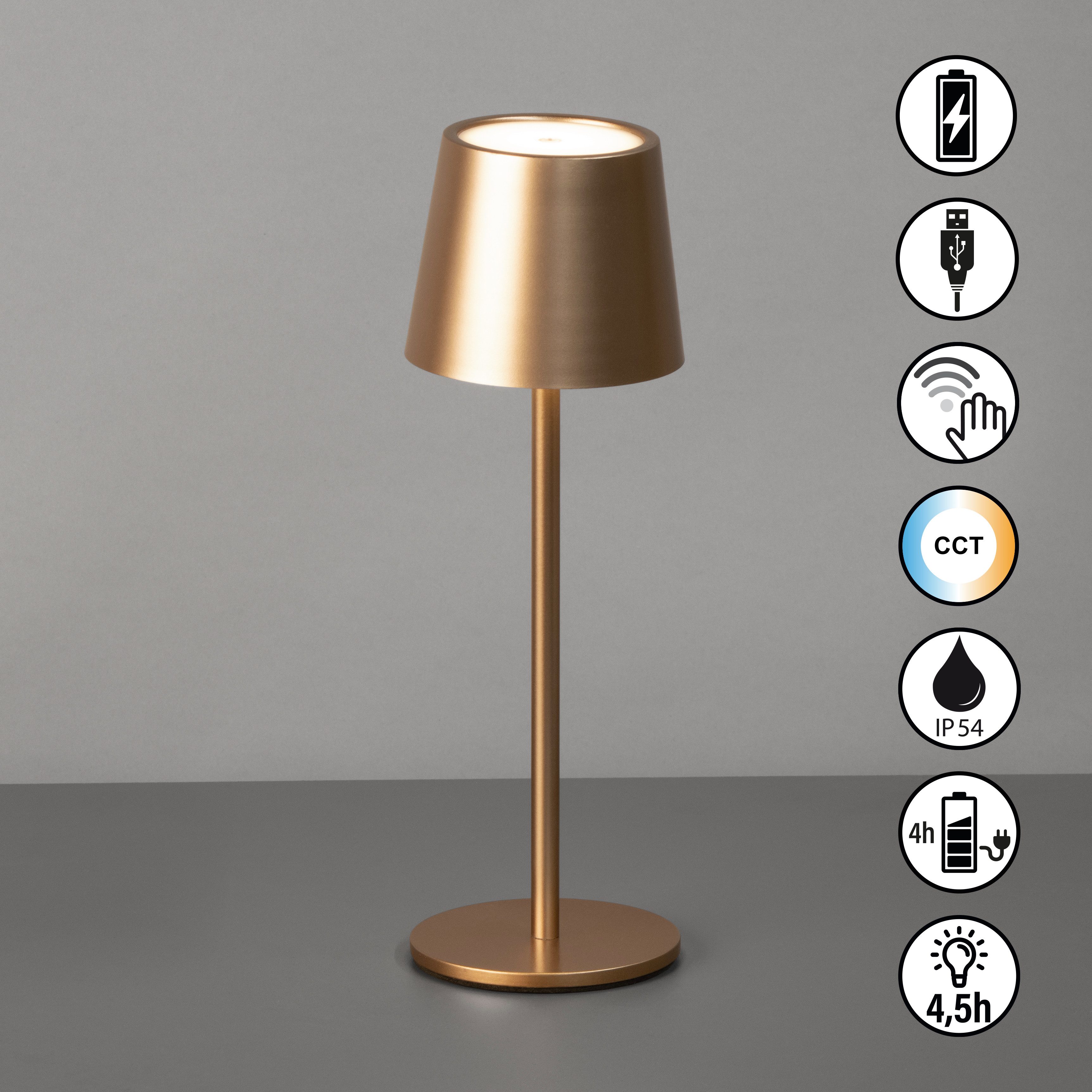 easy! BY FHL Außen-Tischleuchte Roxi, Dimmfunktion, Farbsteuerung, USB-Ladefunktion, LED fest integriert, Warmweiß, lange Leuchtdauer