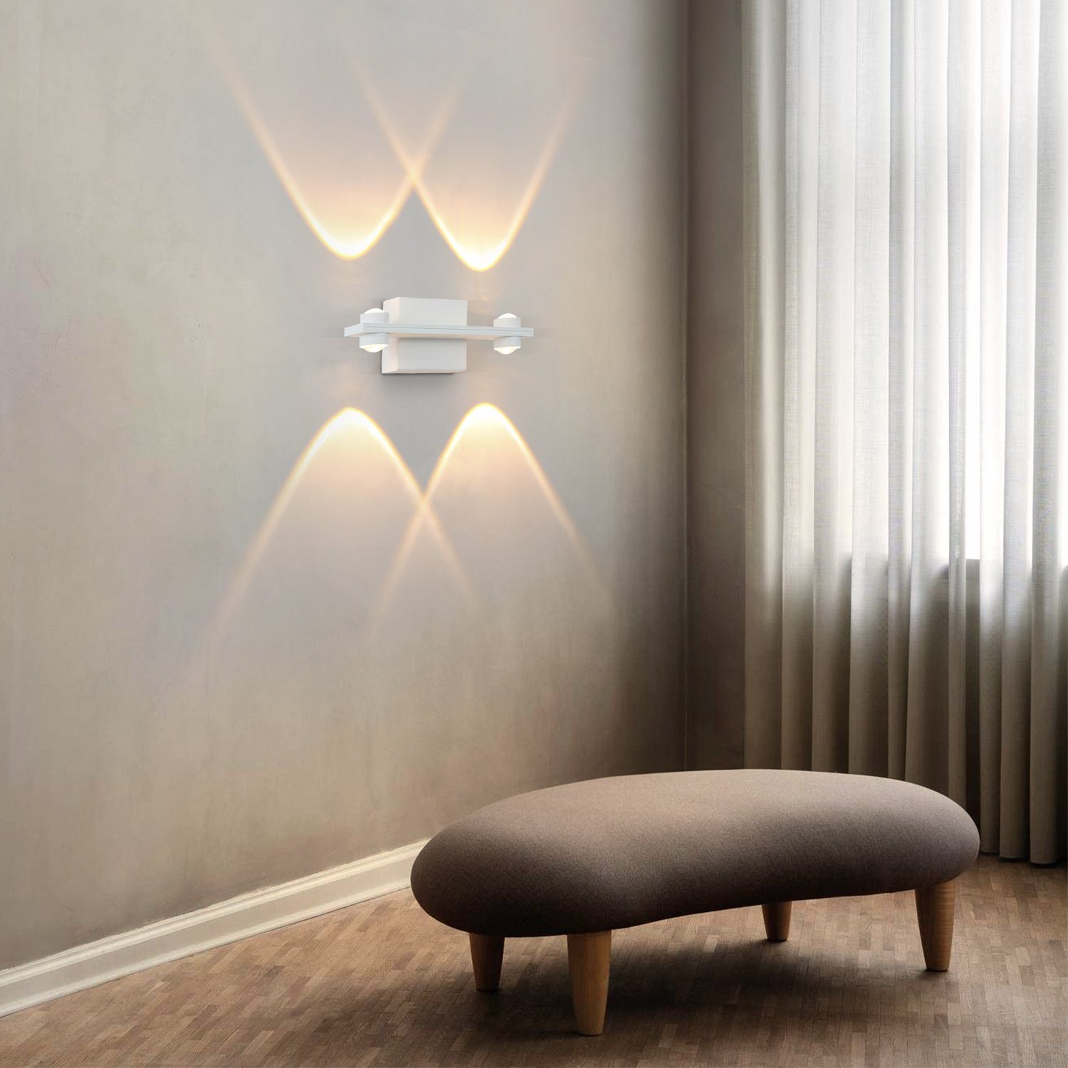 ZMH LED Wohnzimmer 3000K, Weiß innen Modern Warmweiss Wandlampe Wandbeleuchtung Wandleuchte