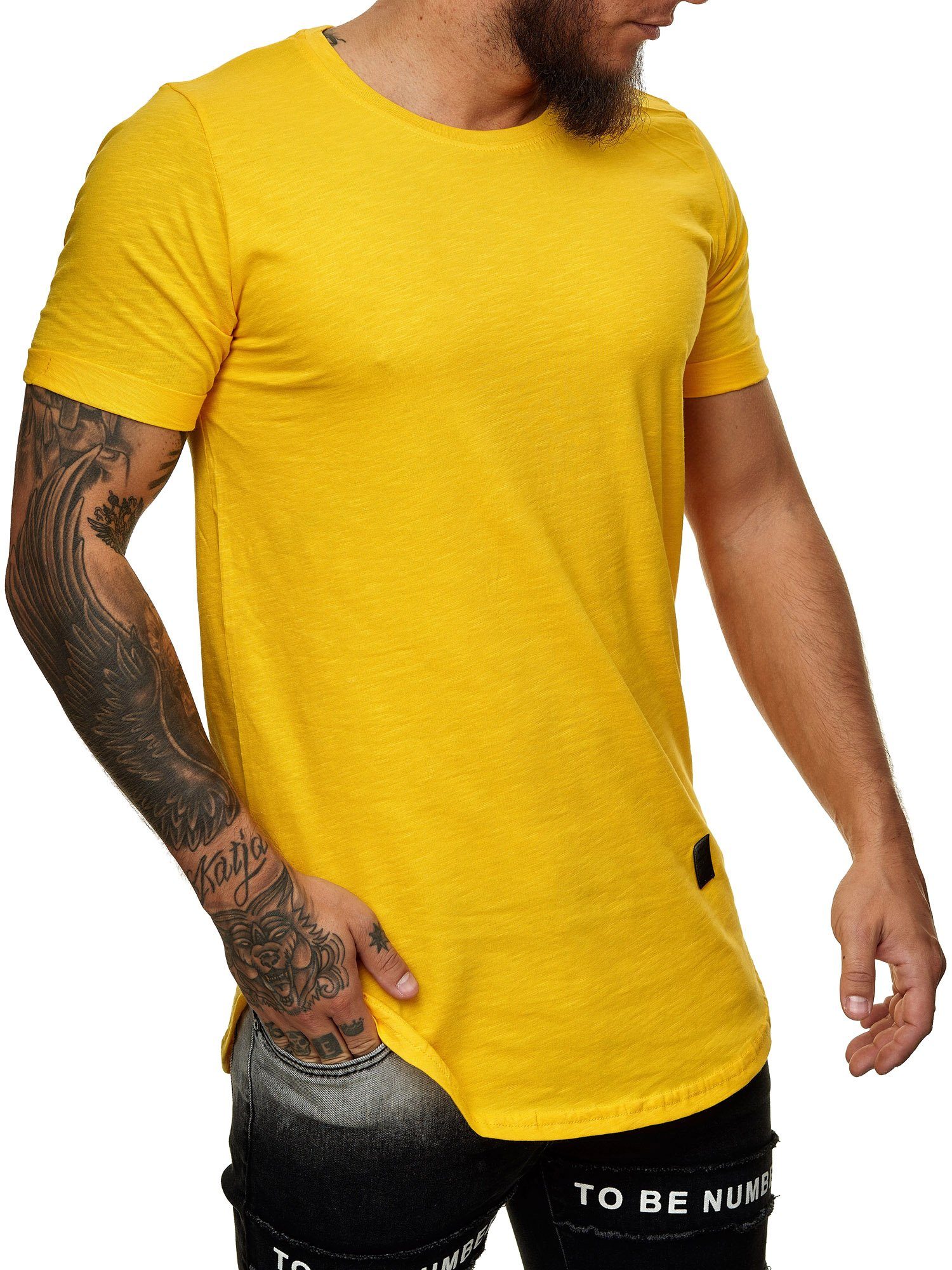 TS-3659 Gelb Freizeit Polo Tee, T-Shirt Casual (Shirt OneRedox 1-tlg) Fitness Kurzarmshirt