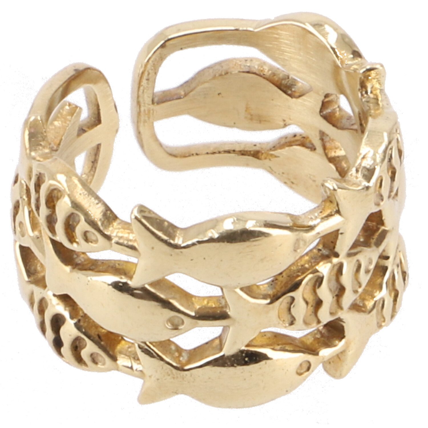 Guru-Shop Fingerring Breiter Messing Modeschmuck Ring mit Fischen -.. günstig online kaufen
