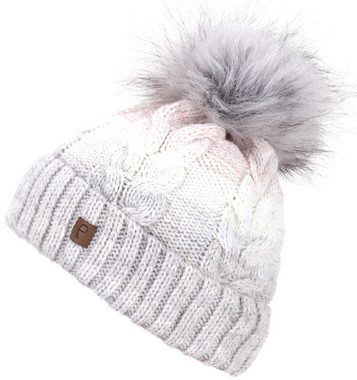 Faera Bommelmütze Wintermütze Damen Winter Mütze Beanie Haube gefüttert Strickmütze