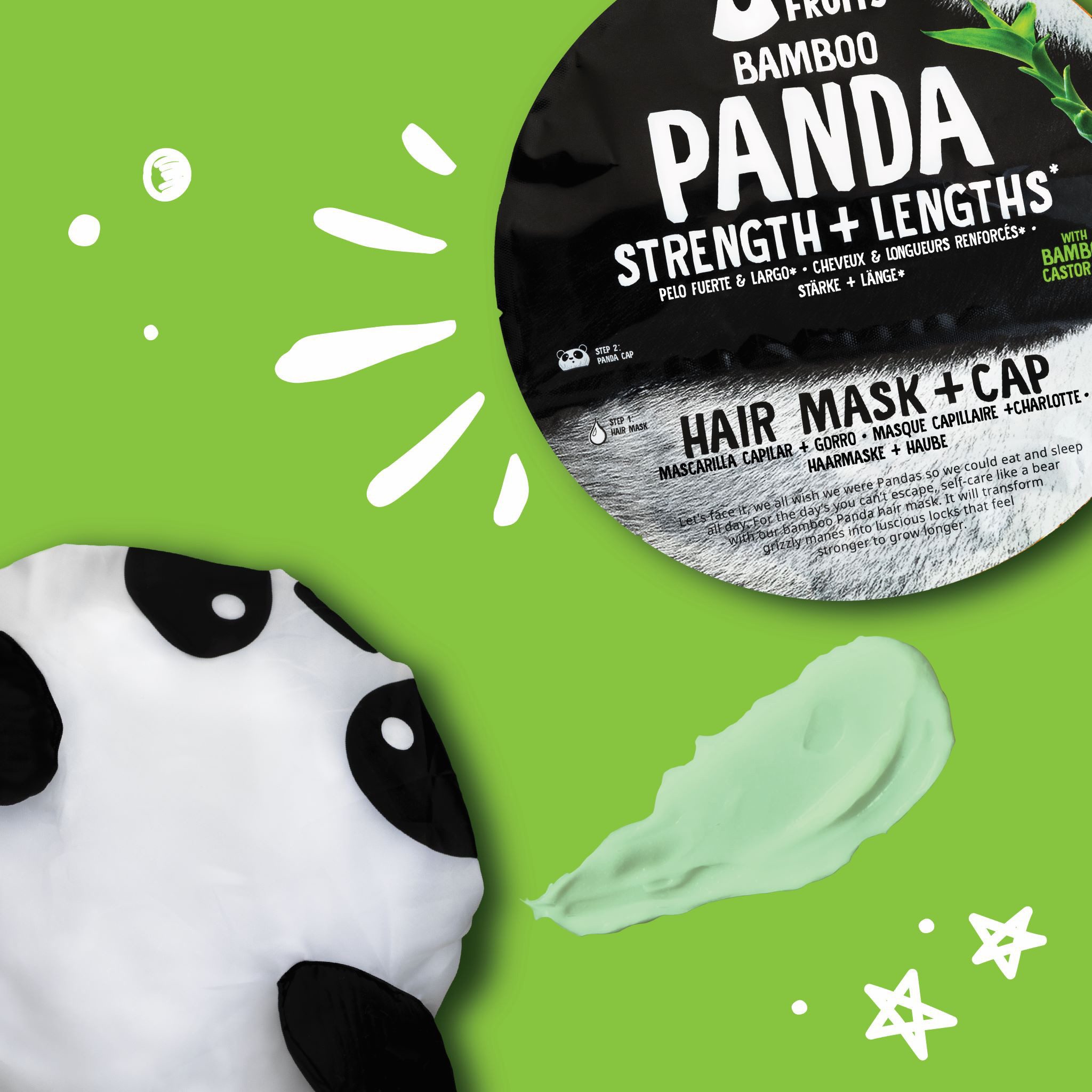 Bear Fruits Haarmaske Panda - Hair mask + cap 10er-Pack