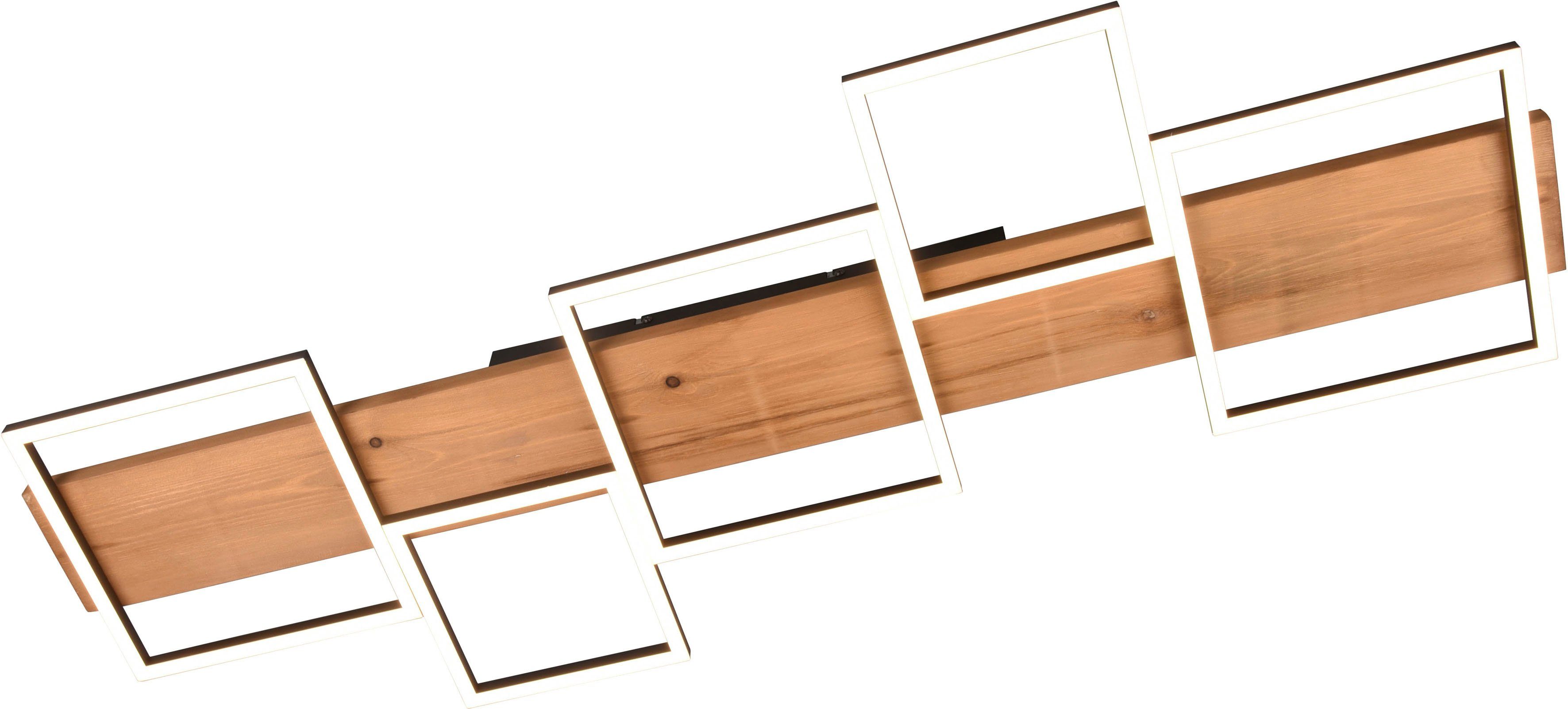 TRIO Leuchten LED Deckenleuchte Harper, Dimmfunktion, mehrere Helligkeitsstufen, LED fest integriert, Warmweiß, Deckenlampe aus Holz + Metall LED mit 3 Dimmstufen, warmweiß, 5700 Lm