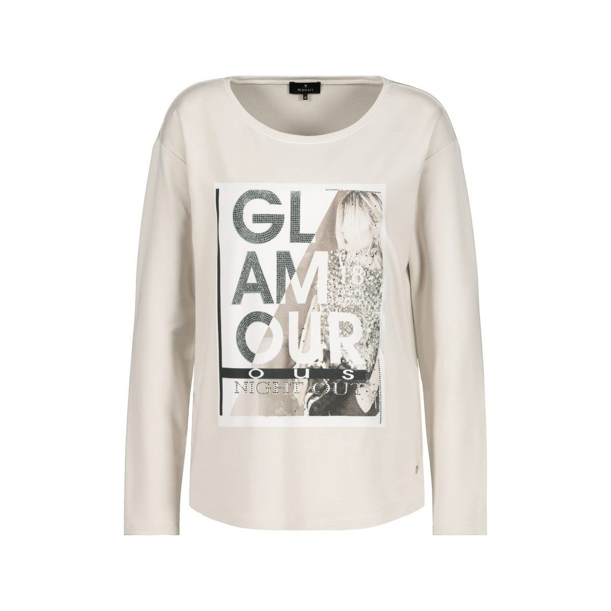 Monari Longsleeve Rundhals Jersey Shirt mit Print und Strass, Gutes  Preis-Leistungs-Verhältnis