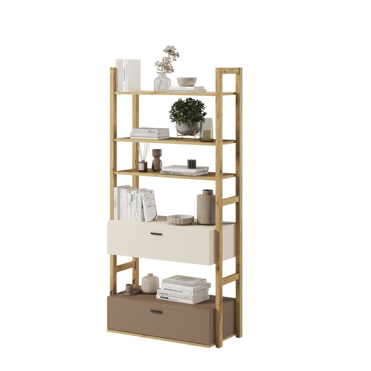 Compleo Regal LAGOS, Jugendregal mit zwei Schubladen, Loft Stil