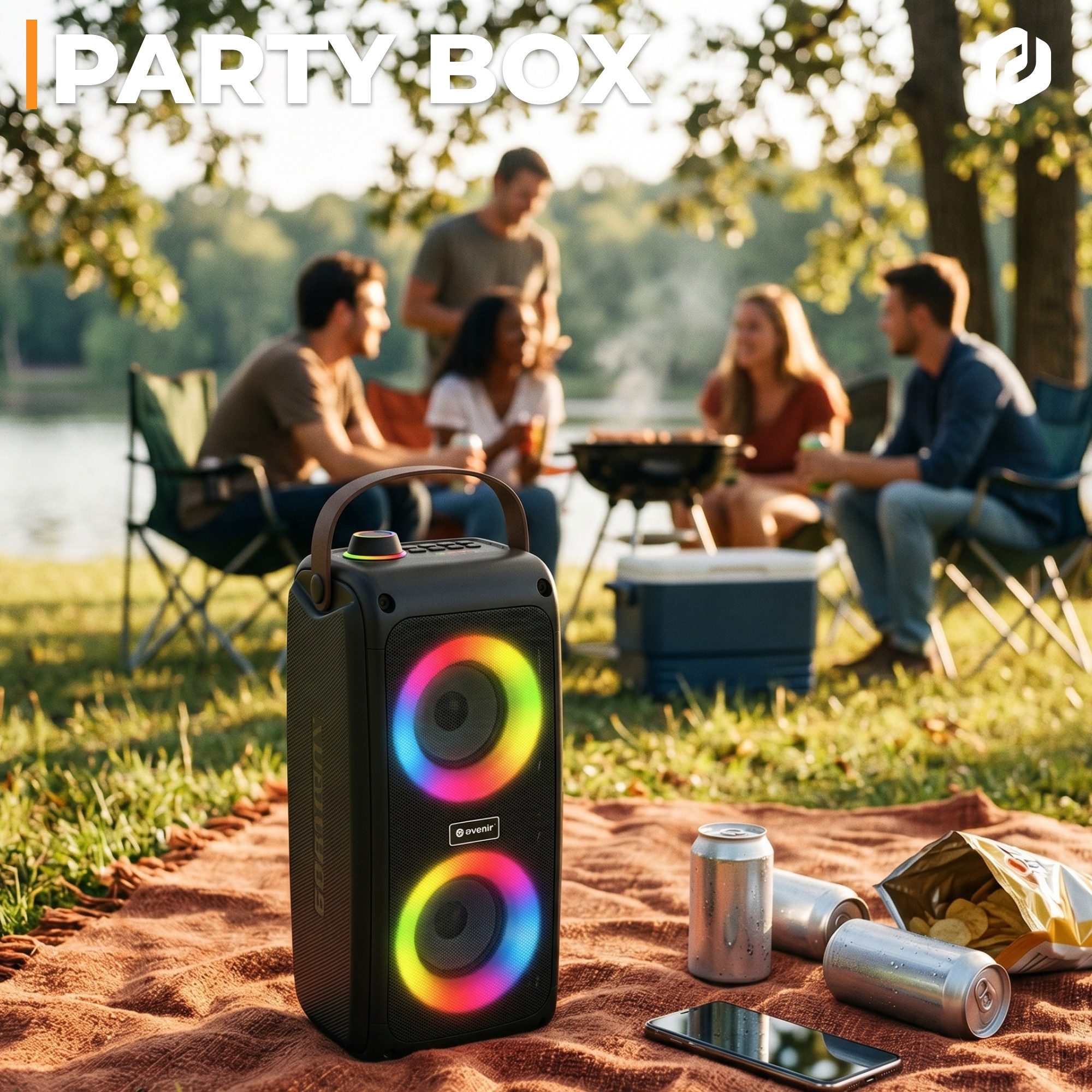 Denver BTV-230 Bluetooth-Speaker Stereo (2 Lautsprecher) (Bluetooth 5.0, 100 W, 10m Bluetooth- Reichweite, LED Lichteffekte, Karaoke-Option) – Bild 3 von 5