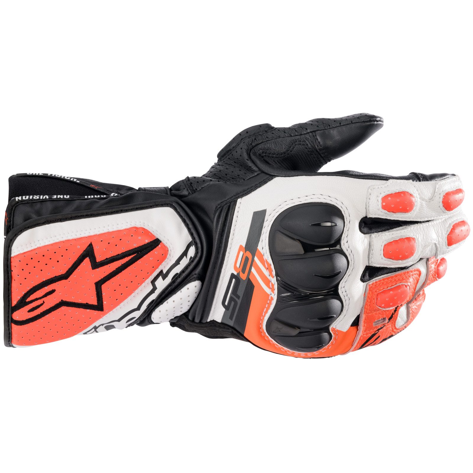 Motorradhandschuhe Alpinestars SP-8 V3 Handschuhe schwarz / weiß / rot-fluo