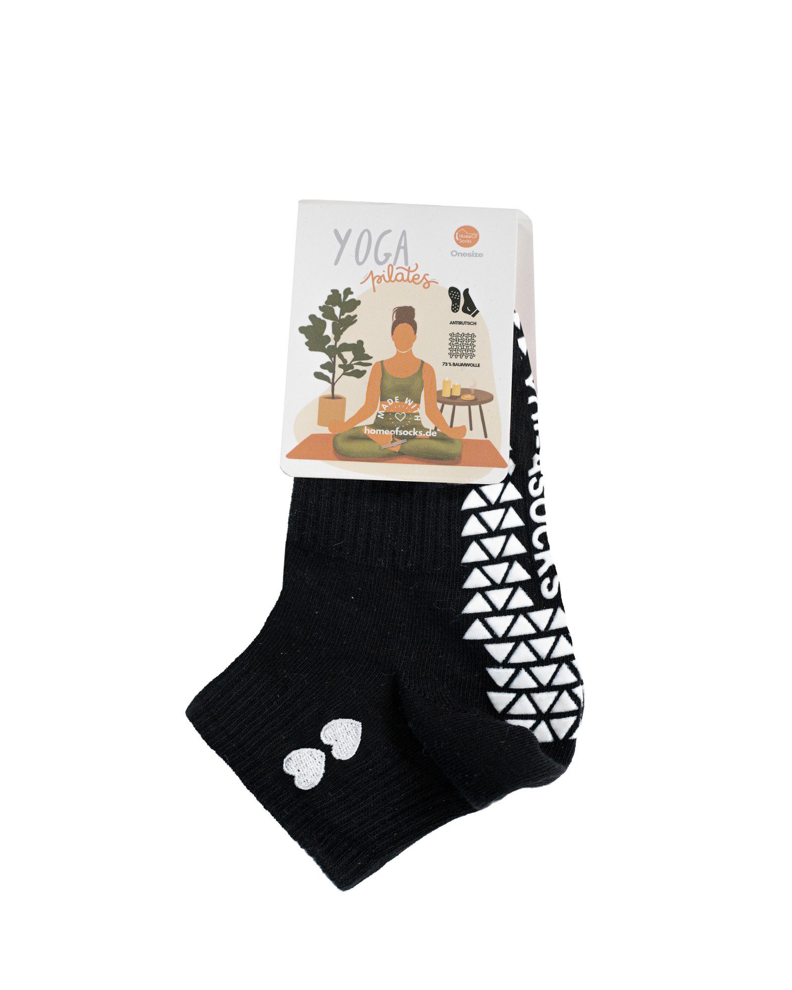 HomeOfSocks ABS-Socken HomeOfSocks Yoga Pilates Socken Anti-Rutsch - Herz Logo Kurz Baumwolle Strick-Herzen
