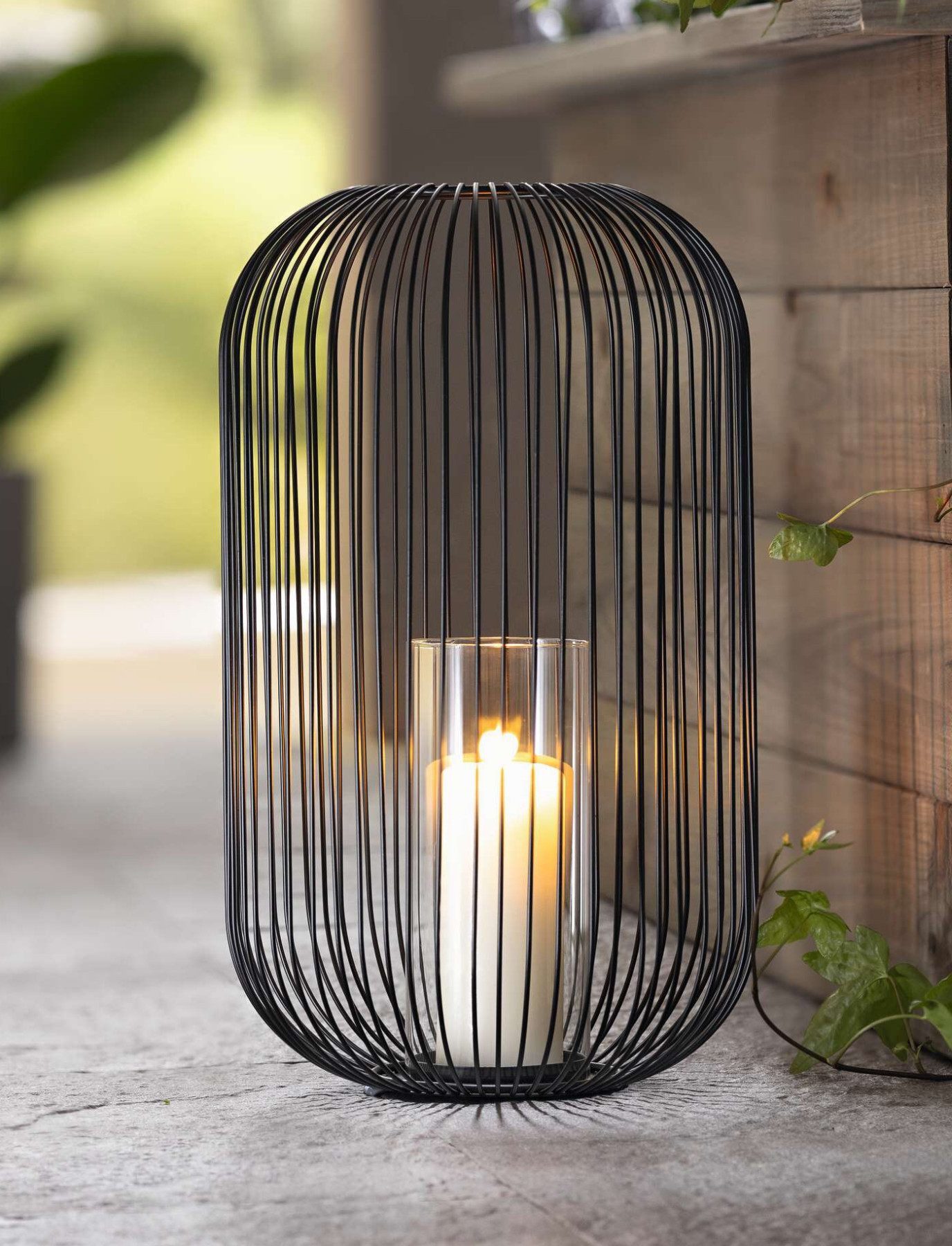 Dekoleidenschaft Bodenwindlicht "Atmosfera" aus Metall, schwarz, 41 cm hoch günstig online kaufen