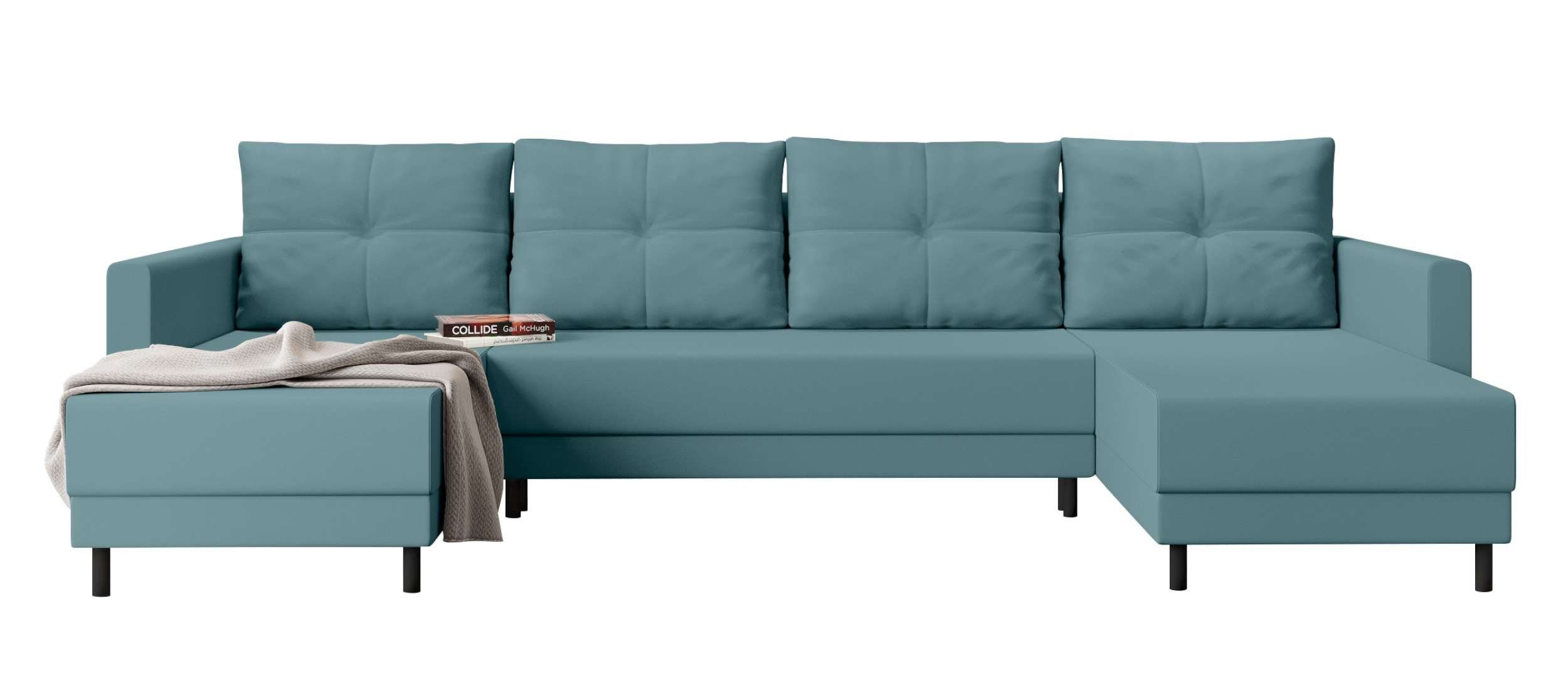 Modern Design U-Form, Selena, Sitzkomfort, Wohnlandschaft mit Bettfunktion, Bettkasten, Eckcouch, Stylefy Sofa, mit