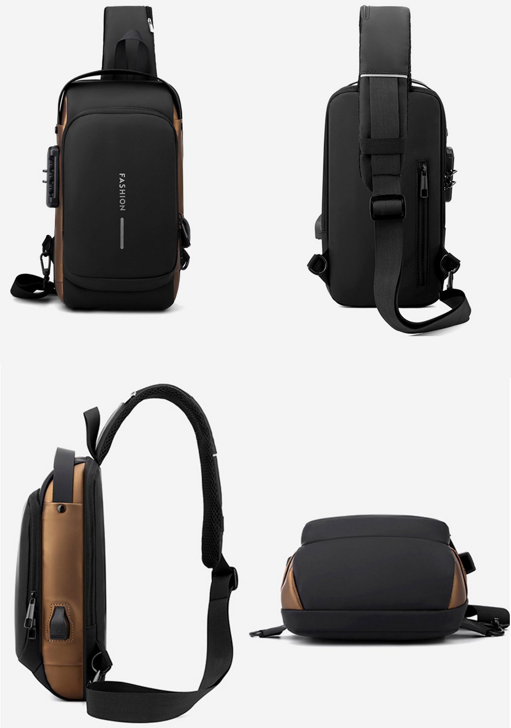 feinlux Schultertasche Schultertasche Brusttasche Sling Schulter Rucksack Rucksäcke Crossbody (Packung, Umhängetasche), für Outdoor Camping Reisen Wandern Radfahren Multipurpose Tagepacks