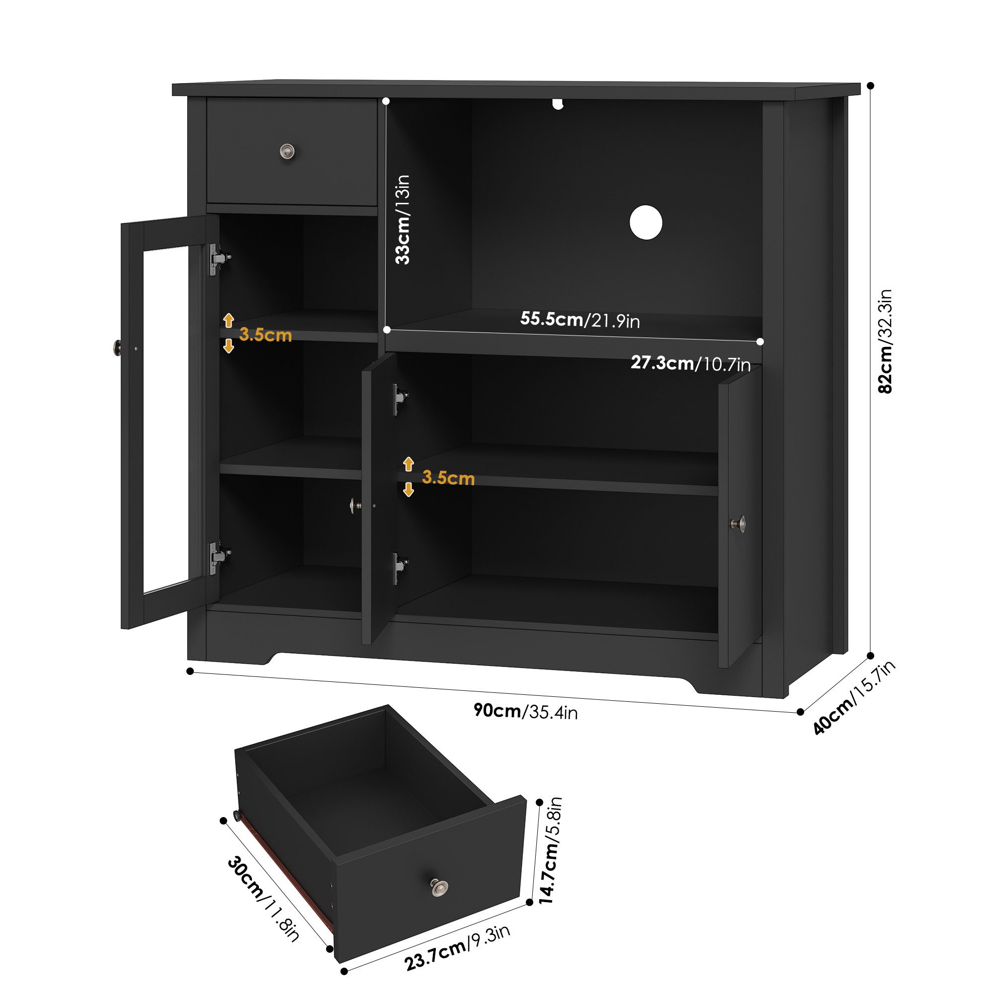 HOMECHO Buffet Küchenschrank weiß Mikrowellenregal mit günstig online kaufen