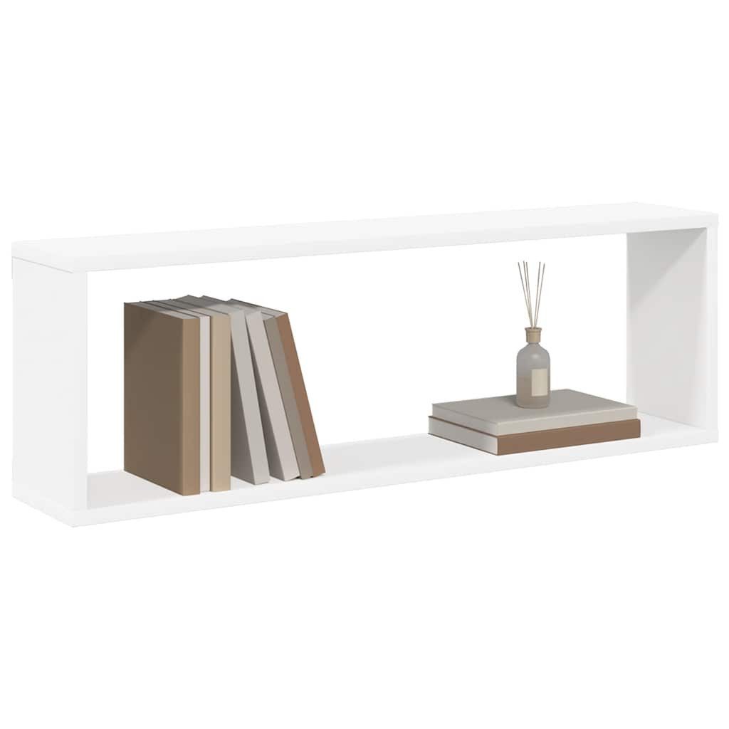 furnicato Wandregal Wandregal-Set 80 x 15 x 26,5 cm Weiß aus Holzwerkstoff, 2-tlg., Stabile Wandboard-Regale mit Würfeldesign für Bücher und Dekoration