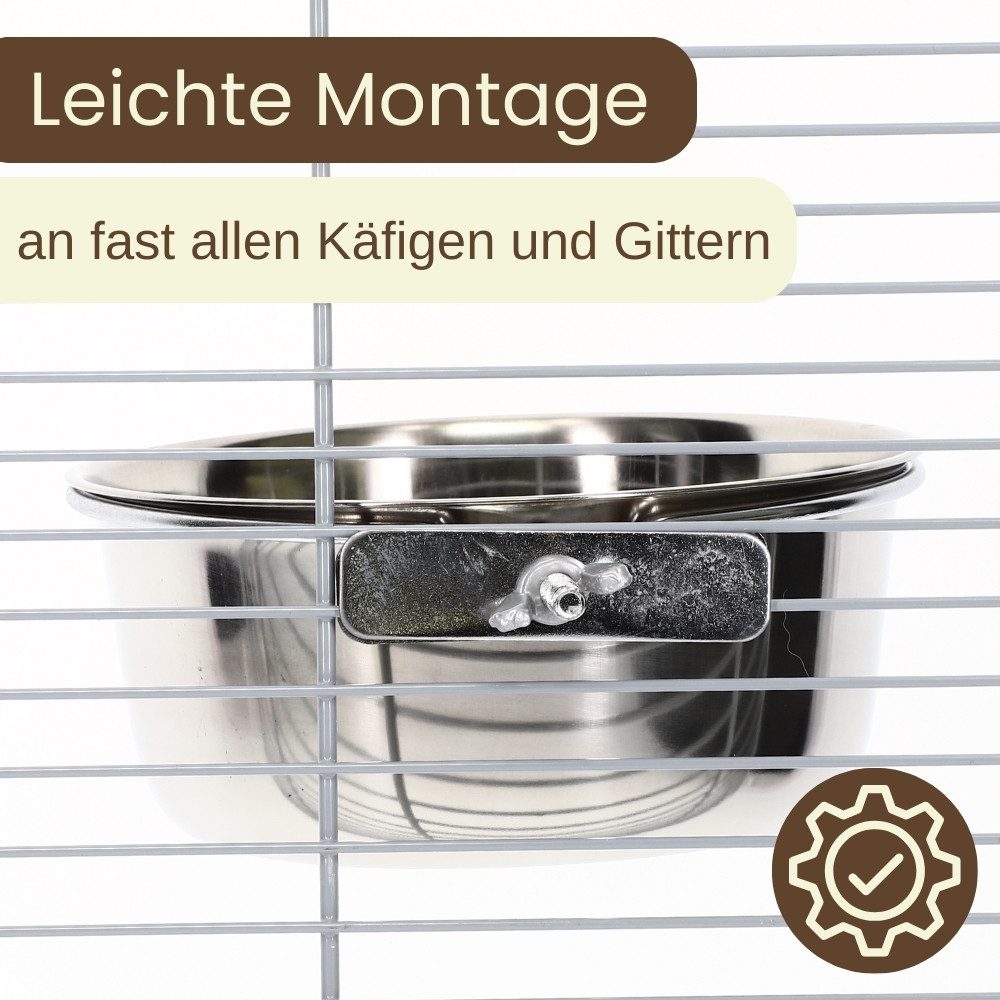 Happet Napf Edelstahlnapf zum Aufhängen Trinknapf Hund Futterschale Vogel Zubehör