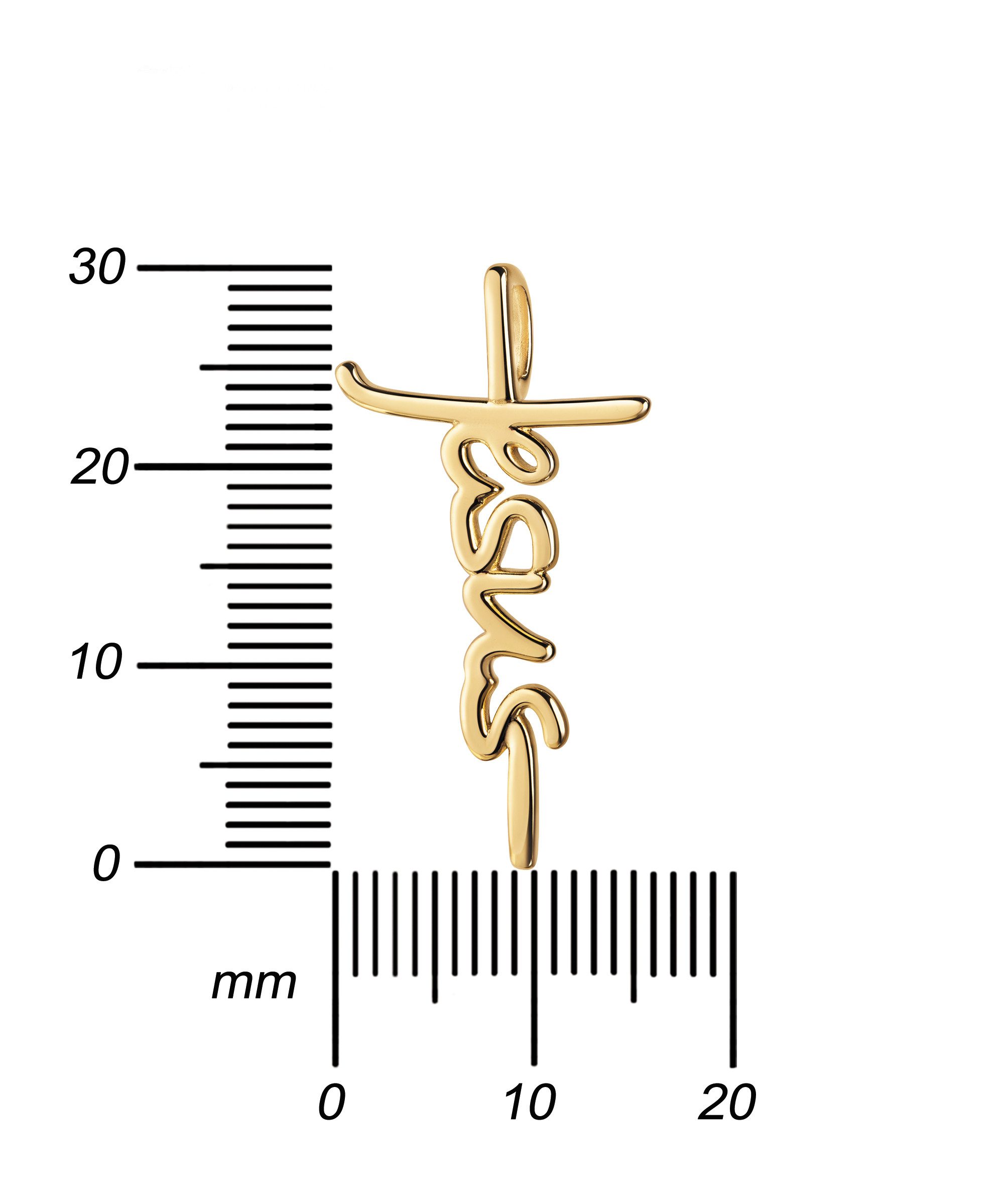 JEVELION Kreuzkette Kleiner Kreuzanhänger JESUS 333 Gold - Made in Germany (Goldkreuz, für Damen und Herren), Mit Kette vergoldet- Länge wählbar 36 - 70 cm oder ohne Kette.