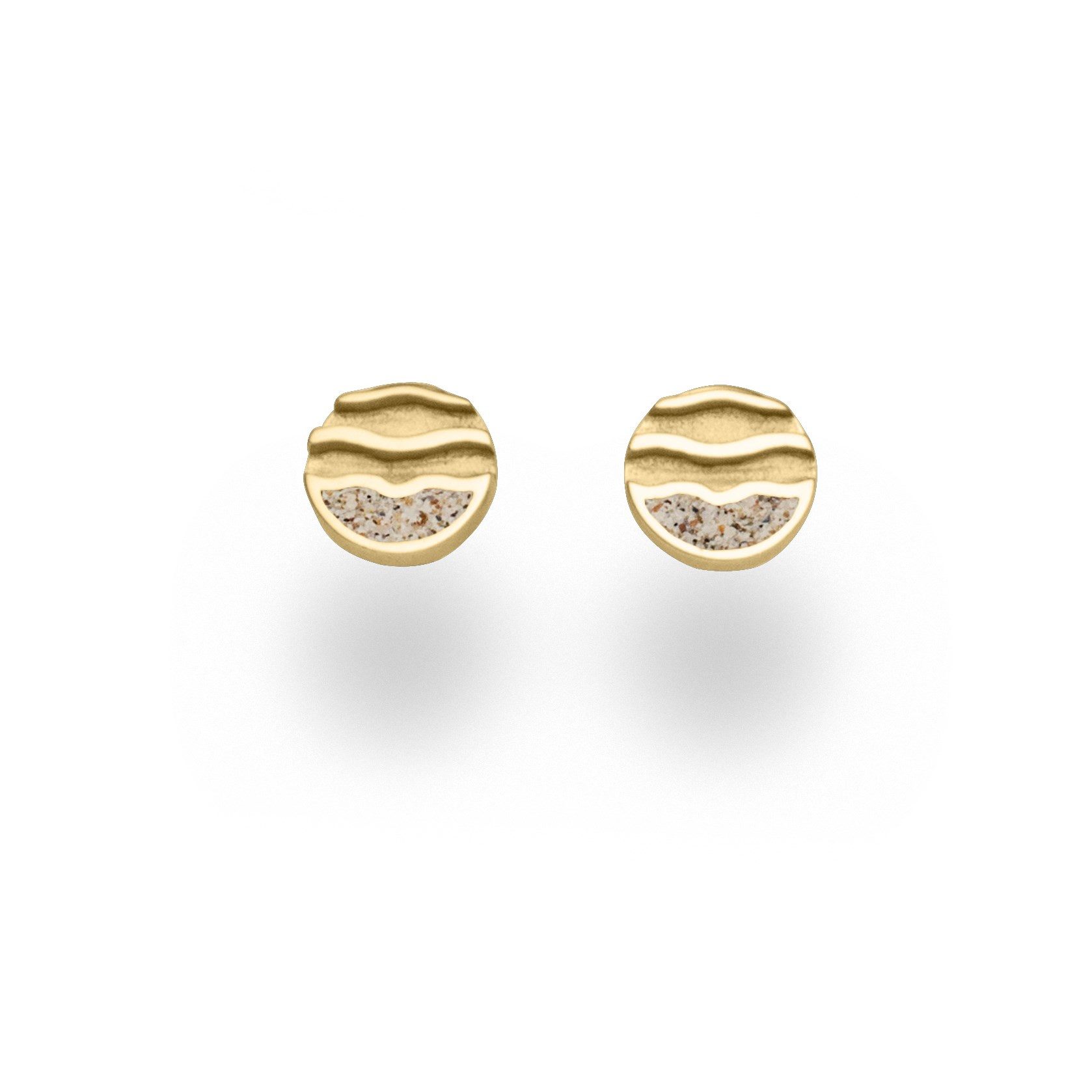 DUR Paar Серьги-гвоздики O5250 – Vergoldete Серьги mit Strandsand & Strandwellen-Design, 8 mm