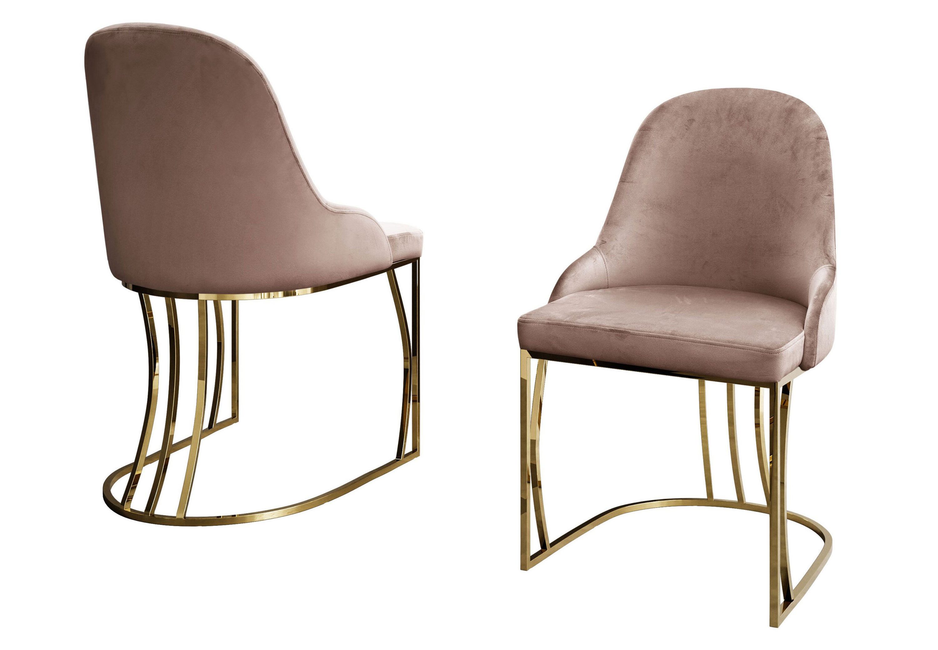 Lookway Polsterstuhl SOPHIE mit einem goldfarbenen, verchromten Gestell