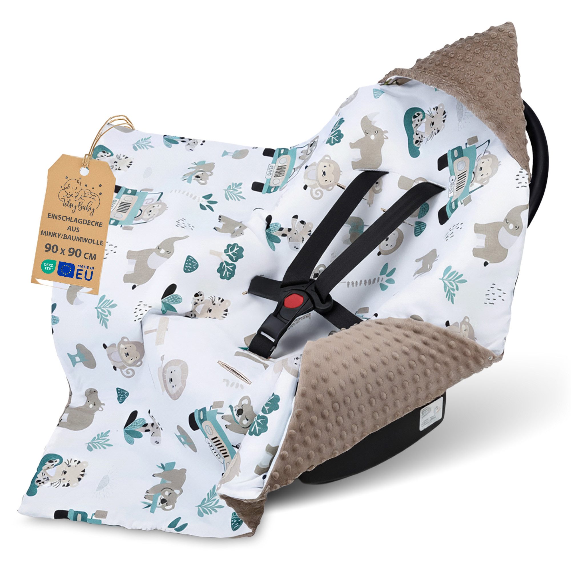 Einschlagdecke Babyschale Baby Decke 90x90 cm - Fußsack Blanket für Kinderwagen, Totsy Baby