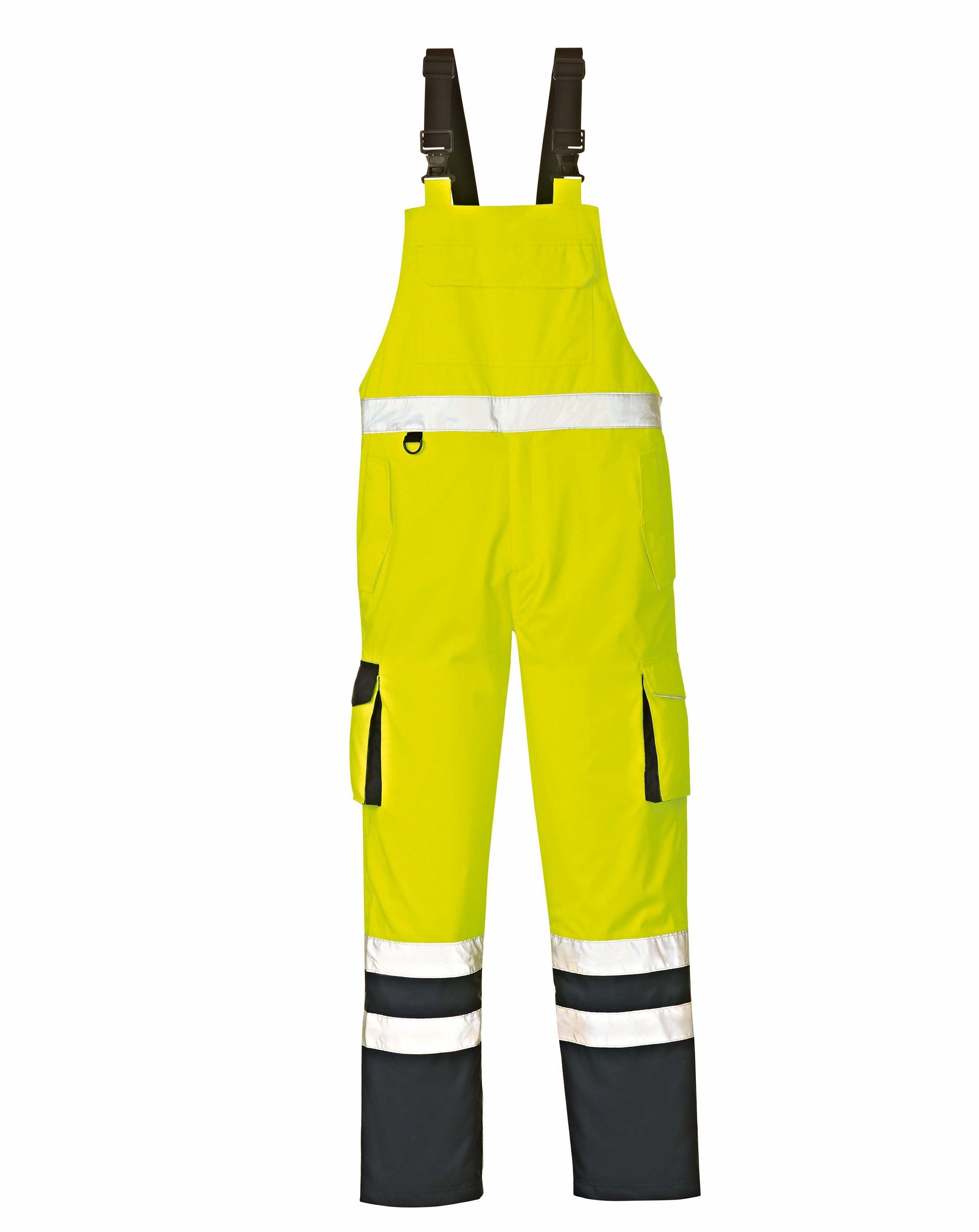 TRIZERATOP Arbeitslatzhose Warn-Wetterschutz-Latzhose leuchtgelb/navy Gr. L (1-tlg)