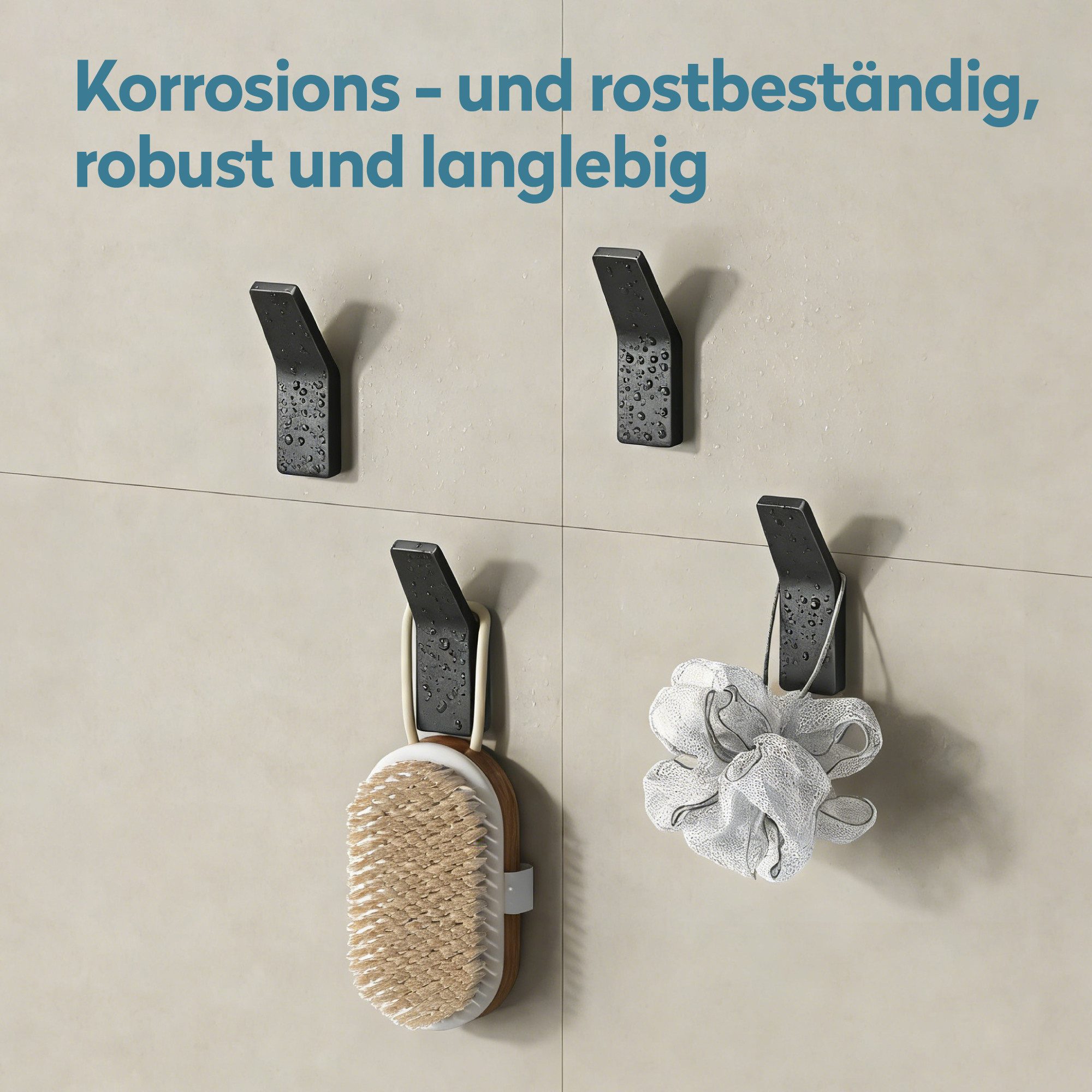 doporro Wandhaken Handtuchhaken Klebehaken aus Zinklegierung ohne Bohren Stalo-13, (4-St), 40° Wandneigung, Zinklegierung in einem Stück gegossen