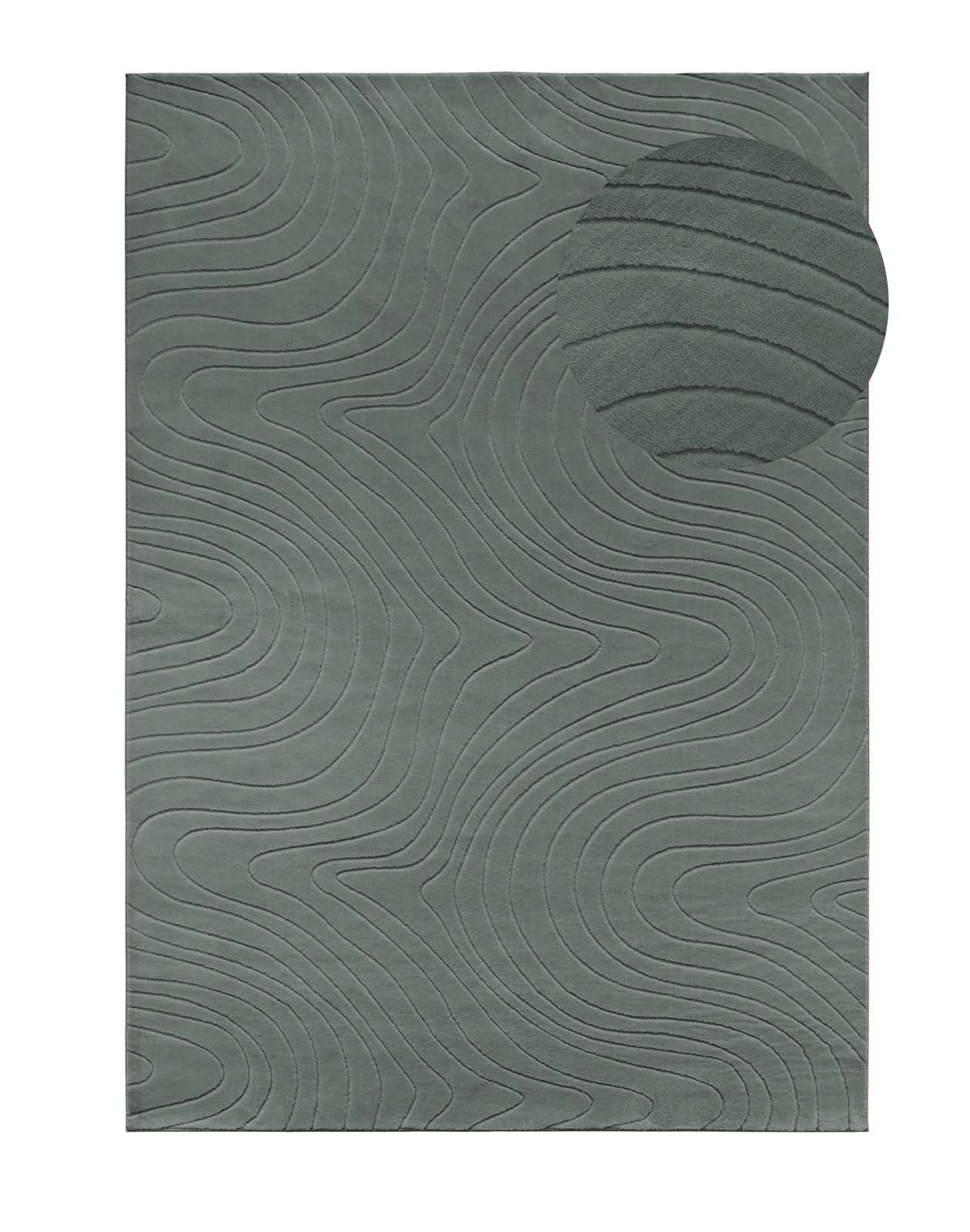 TaraCarpet Teppich TaraCarpet Homestyle 397 Organic, rund, Höhe: 10 mm, Organic hoch-tief weich waschbar grün 80x80 rund