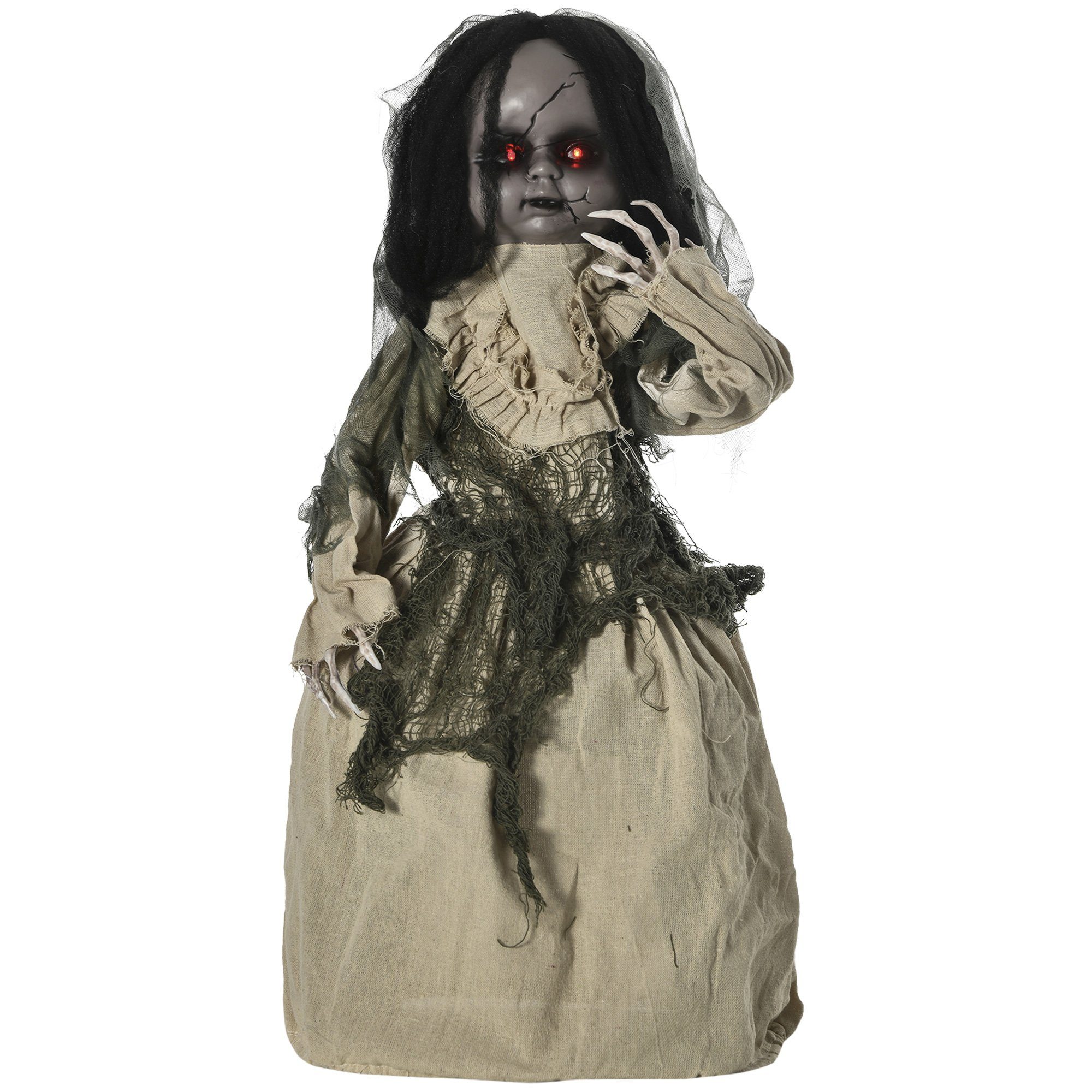 Outsunny Dekofigur Halloween-Dekoration Geisterpuppe mit Spezialeffekten (S günstig online kaufen