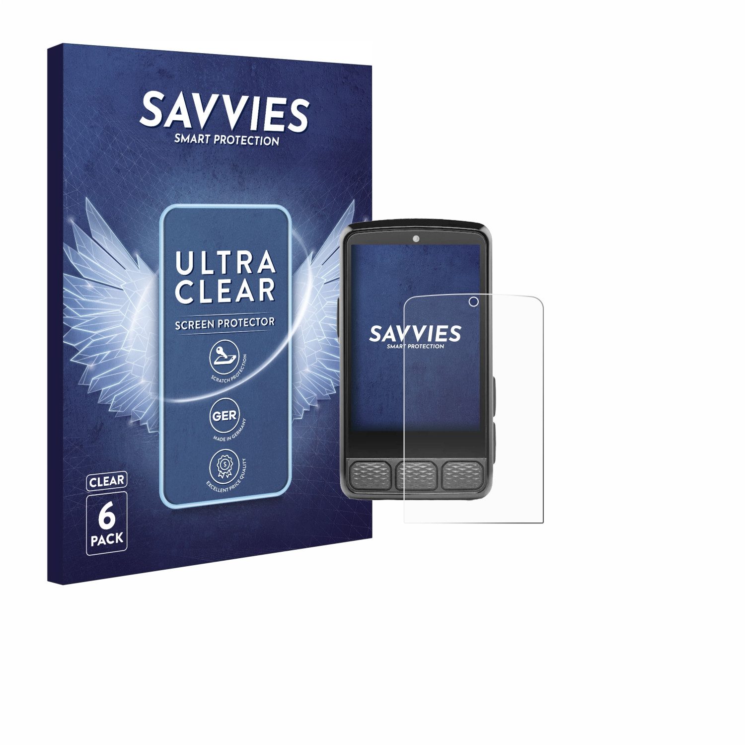 Savvies Displayschutzfolie Schutzfolie für Wahoo Elemnt Roam V3, 6 Stück, Displayschutz Schutz Folie Klar Transparent