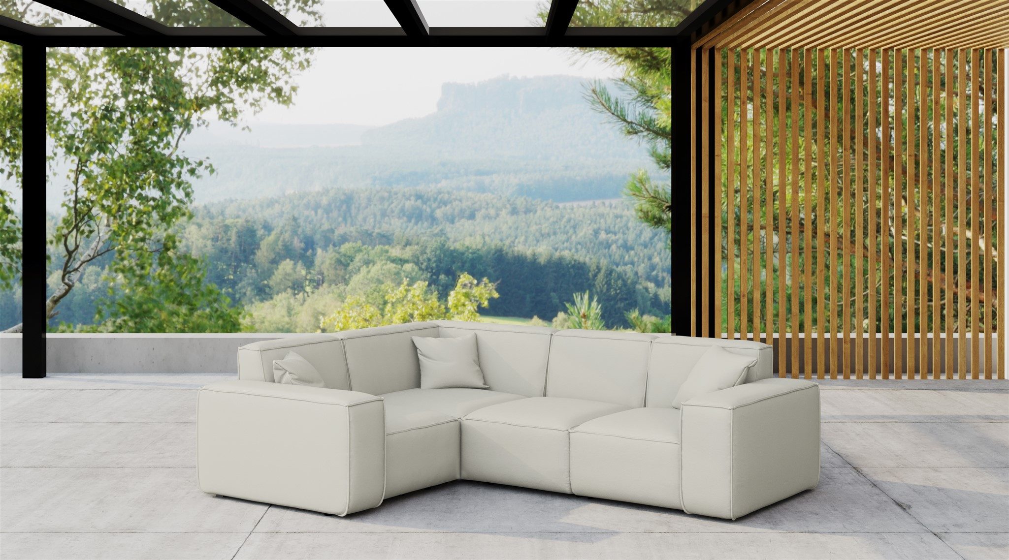 Fun Мебель Loungesofa Gartenmöbel Garten Ecksofa SUMMER, Kurzer Schenkel rechts oder links wählbar, Pflegeleichter und wetterfester Bezug