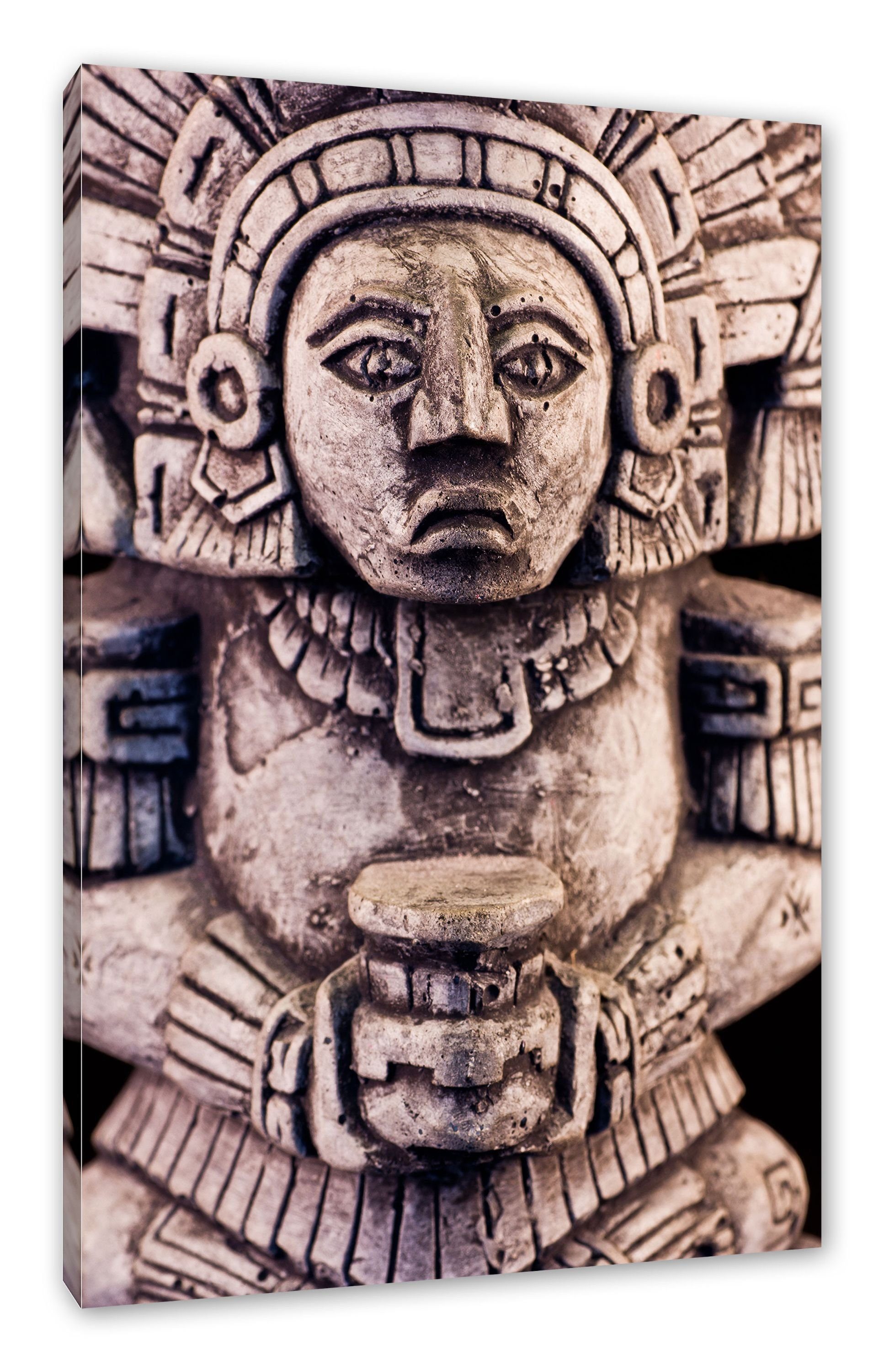 Pixxprint Leinwandbild kleine Maya Skulptur, kleine Maya Skulptur (1 St), Leinwandbild fertig bespannt, inkl. Zackenaufhänger