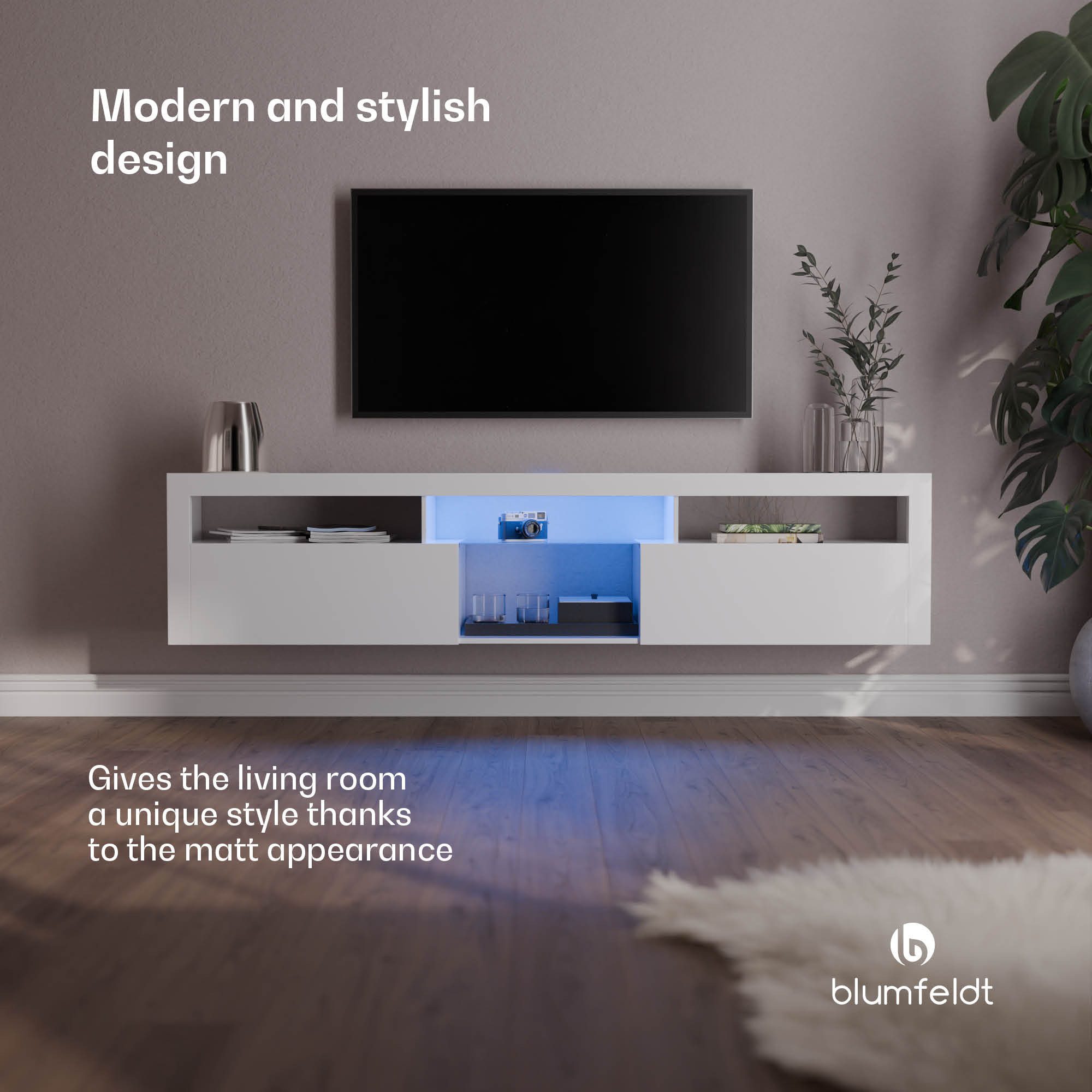 blumfeldt Lowboard Elgin Lowboard Fernsehschrank 150 x 30 x 40 cm, LED (Set günstig online kaufen
