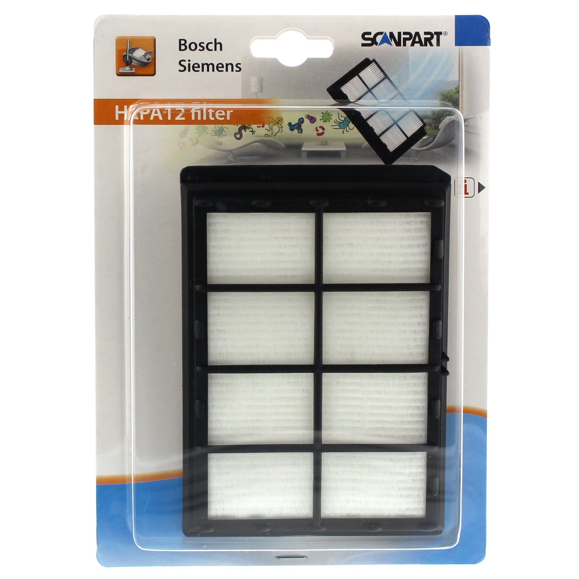 Scanpart Staubsaugerbeutel 1190000208, Filter, Schwarz, geeignet für Bosch/Siemens Staubsauger