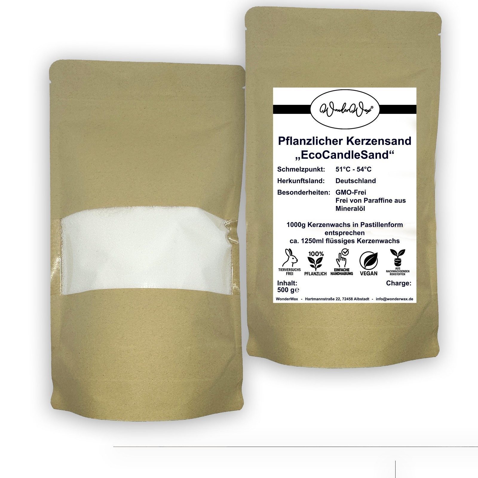 WonderWax Formkerze WonderWax® Pflanzlicher Kerzensand 500 g - 1 kg