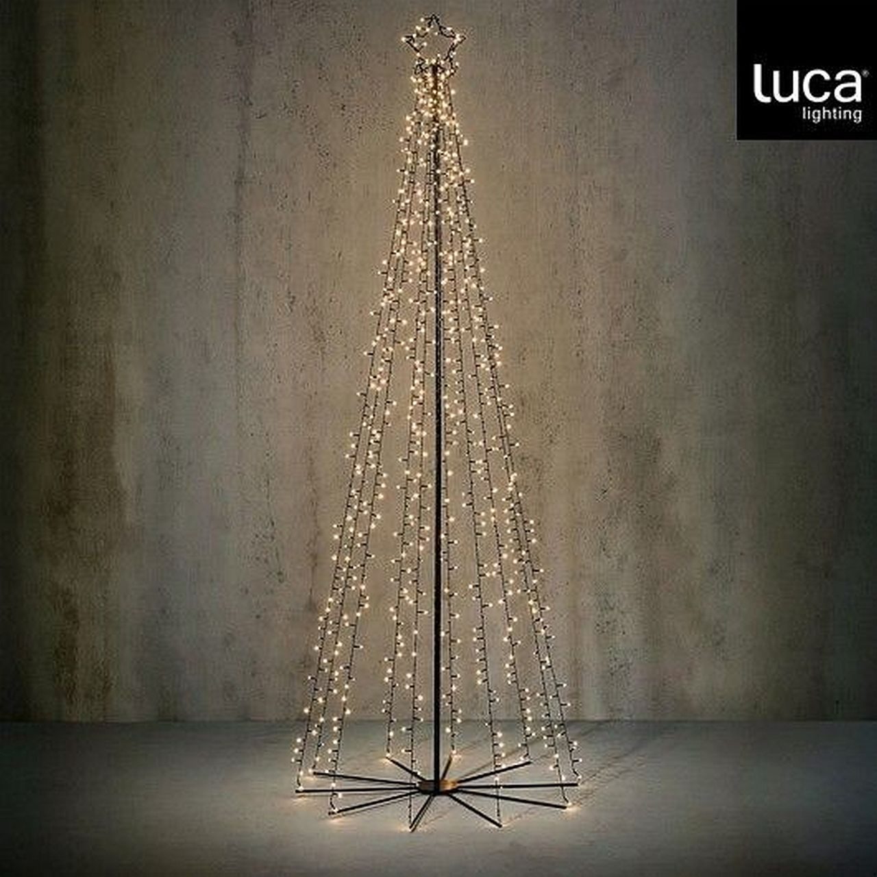 Luca Lighting LED Baum Baum schwarz 750 LED's warm weiss mit Timer, Dimmer und Fernbedienung, LED fest integriert, Warmweiß