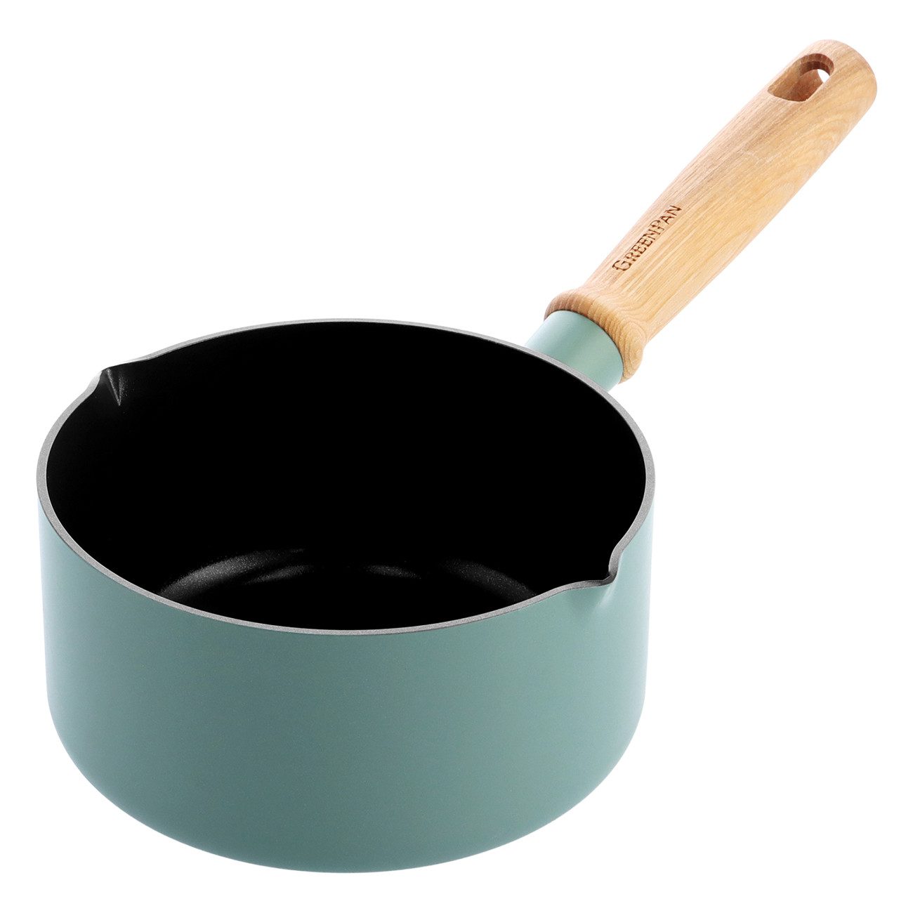 GREENPAN Kochtopf Mayflower Himmelblau Stielkasserolle 16cm Aluminium backofenfest, Aluminium, Stielkasserolle 16cm, Thermolon-Antihaftbeschichtung, Aluminium